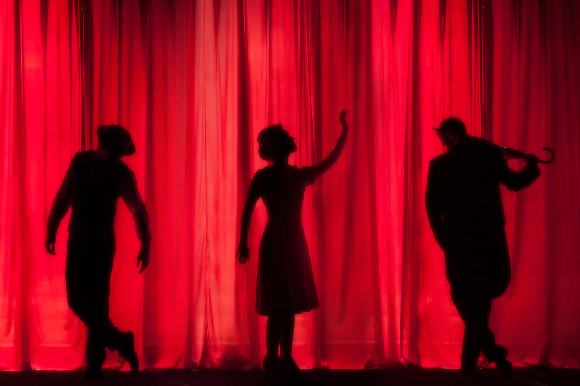 Red Curtain Silouette Acting Background