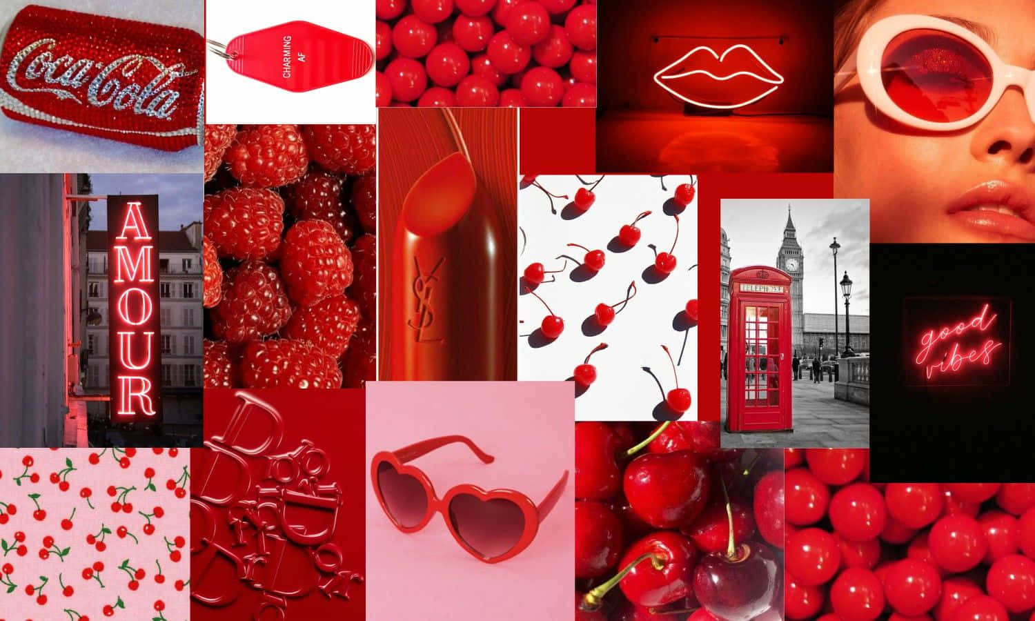 Red Cute Aesthetic Collage Background