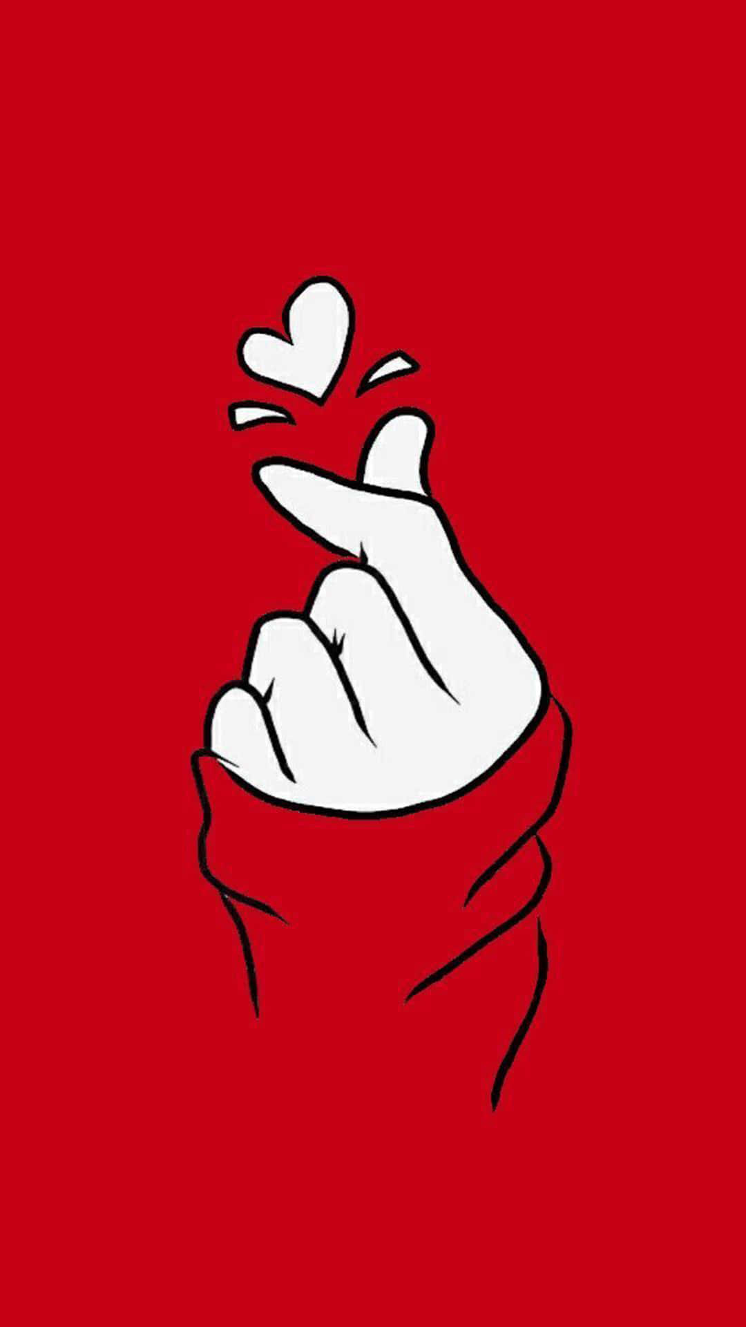 Red Cute Aesthetic Finger Heart Background