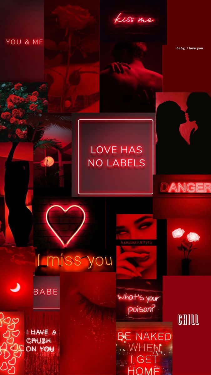 Red Cute Aesthetic Neon Quotes Background