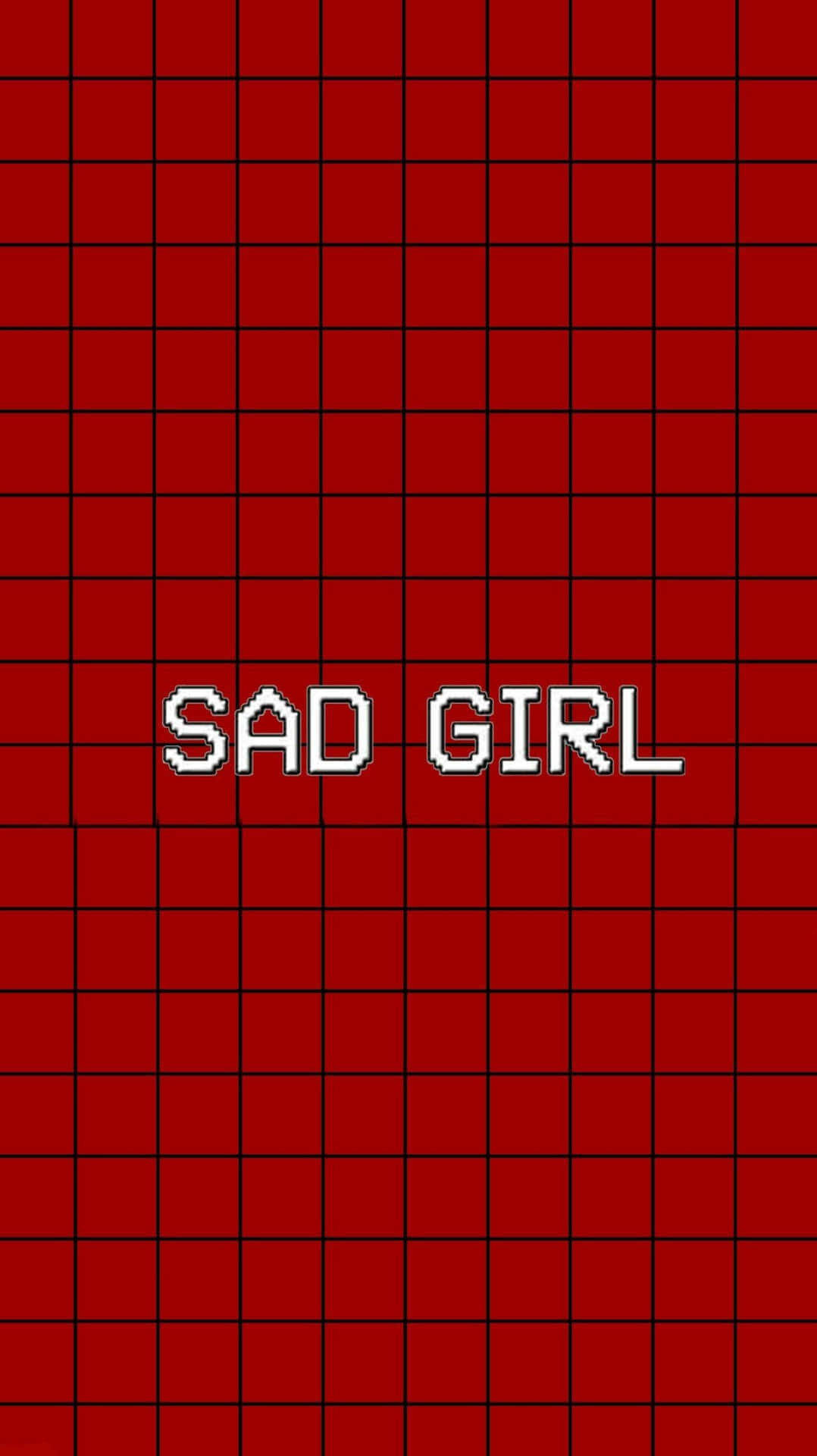 Red Cute Aesthetic Sad Girl Grid Background