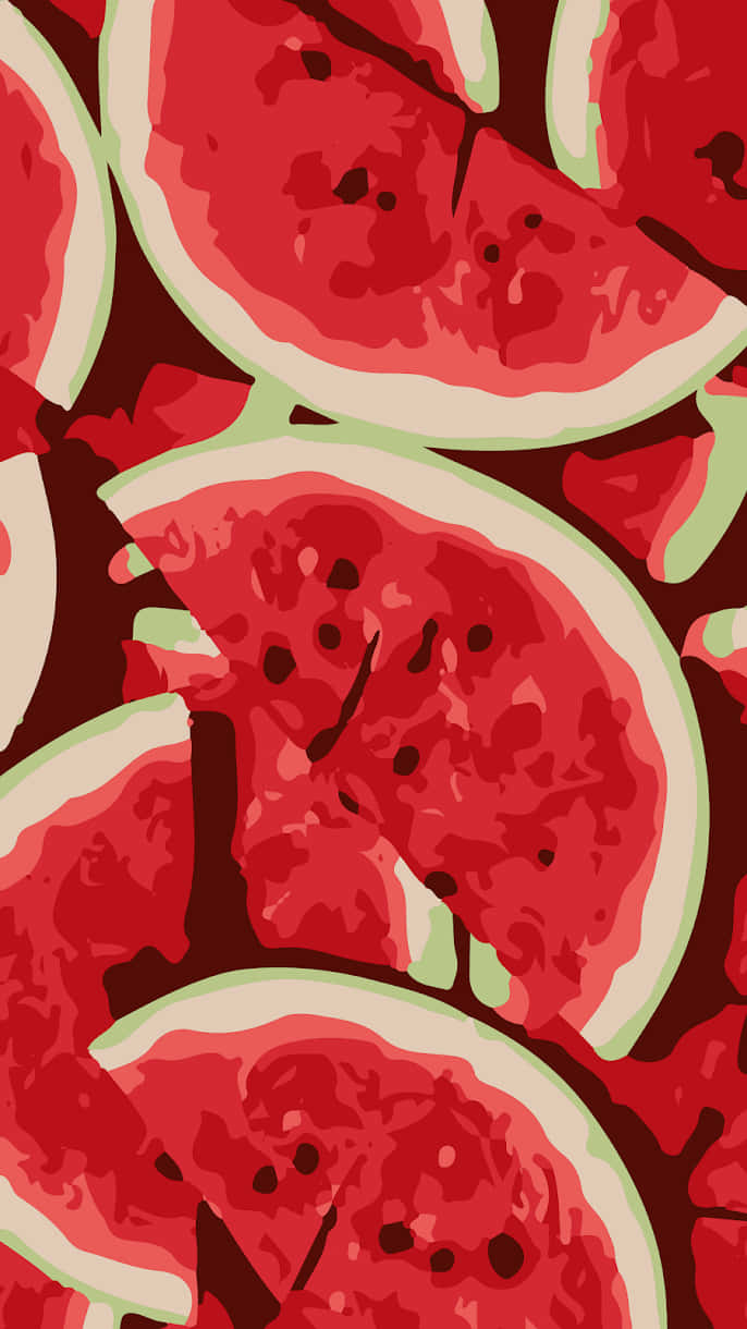 Red Cute Aesthetic Watermelon Background