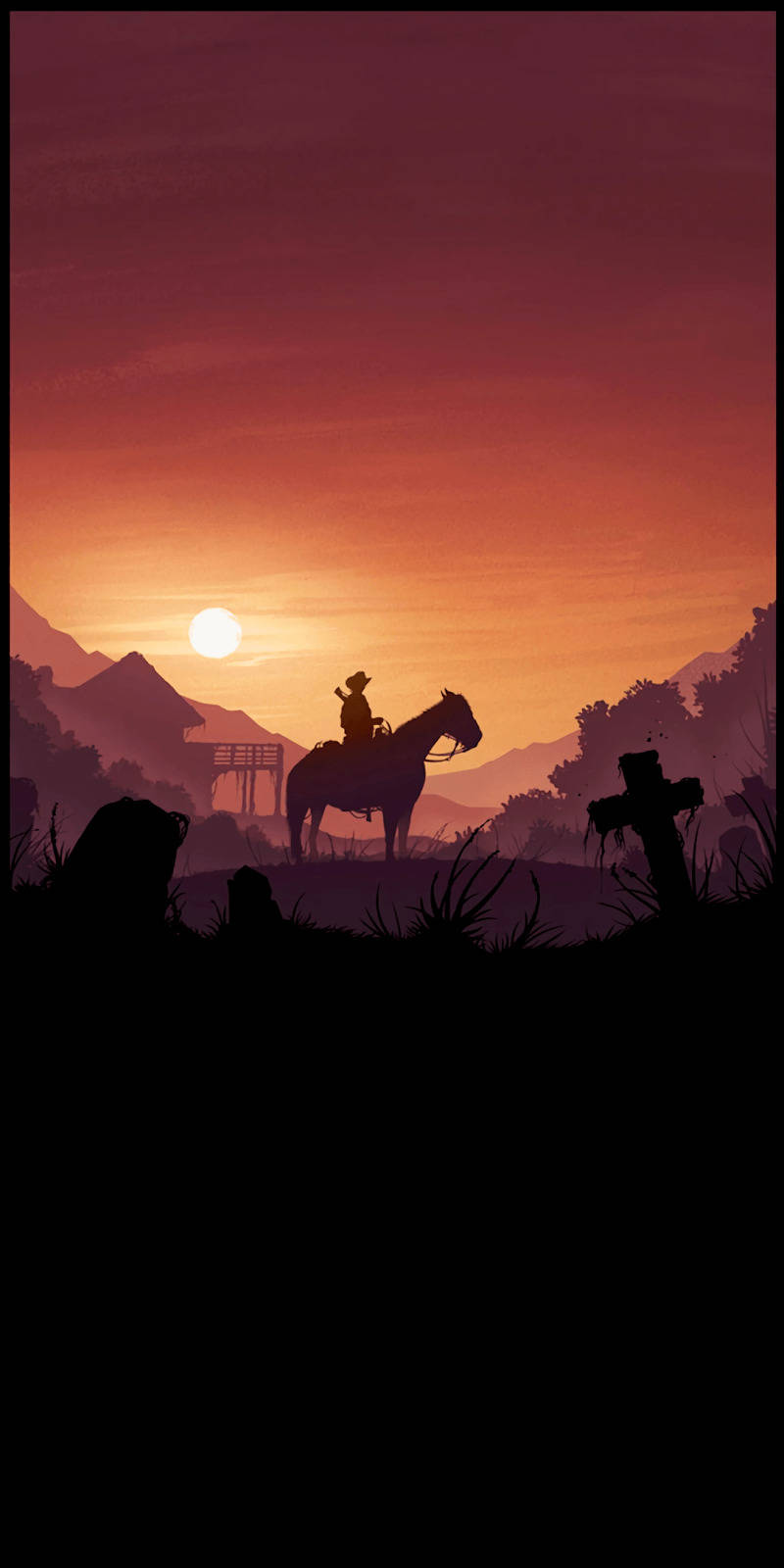 Red Dead Iphone Horse At Sunset Background