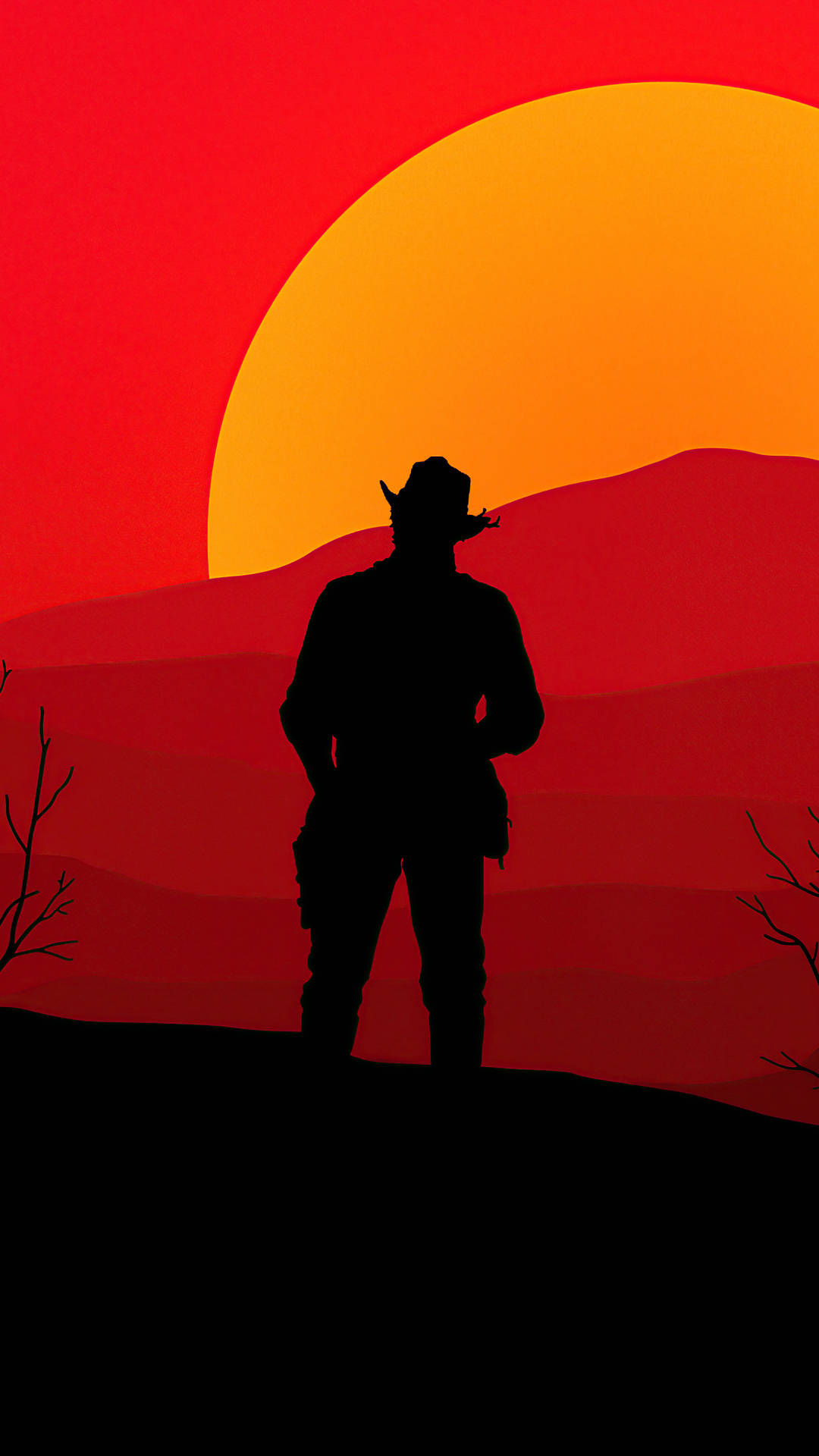 Red Dead Redemption Ii Phone Arthur Mountain Silhouette Background