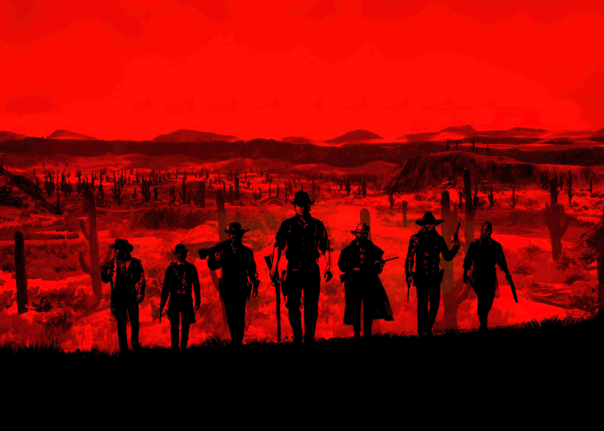 Red Dead Redemption2 Silhouette Wallpaper Background