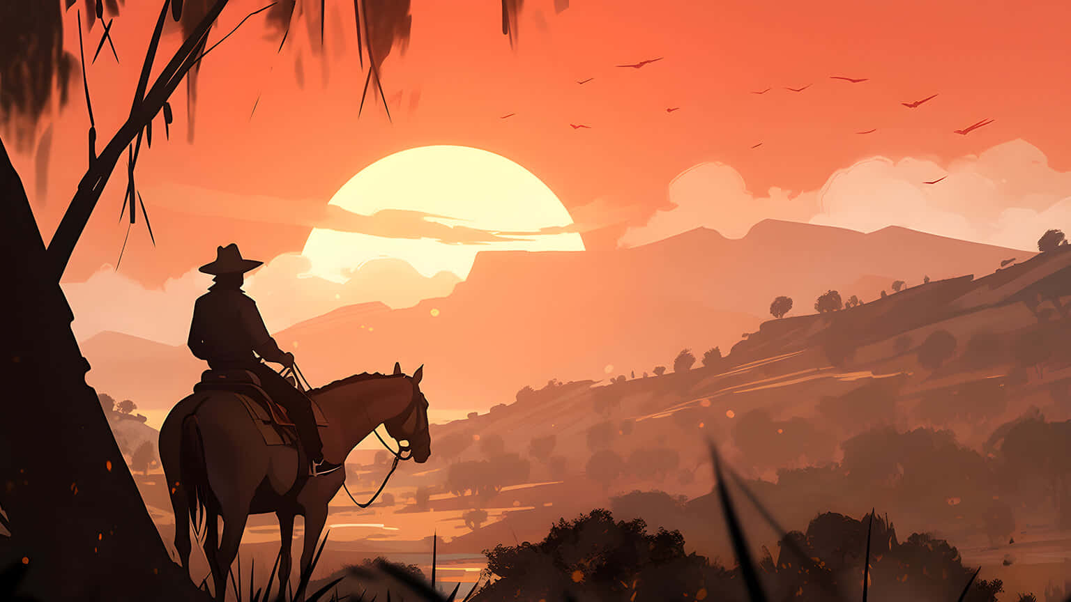 Red Dead Redemption2 Sunset Ride Background