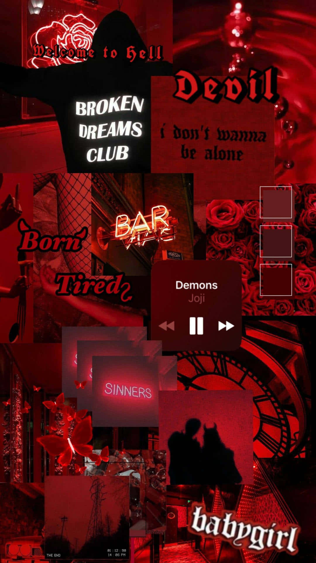 Red Demon Aesthetic Collage Background