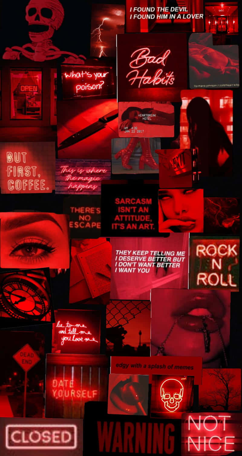 Red Demon Aesthetic Collage Background