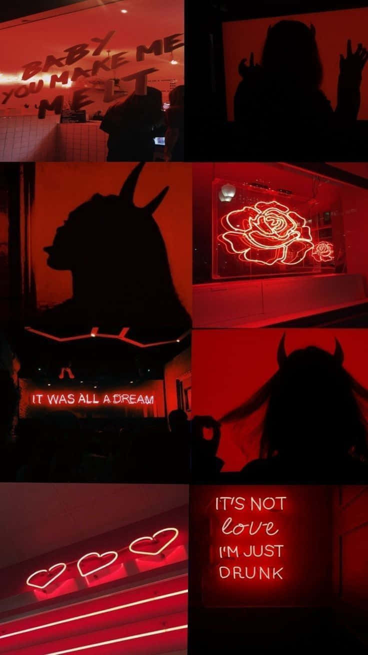Red Demon Aesthetic Collage Background