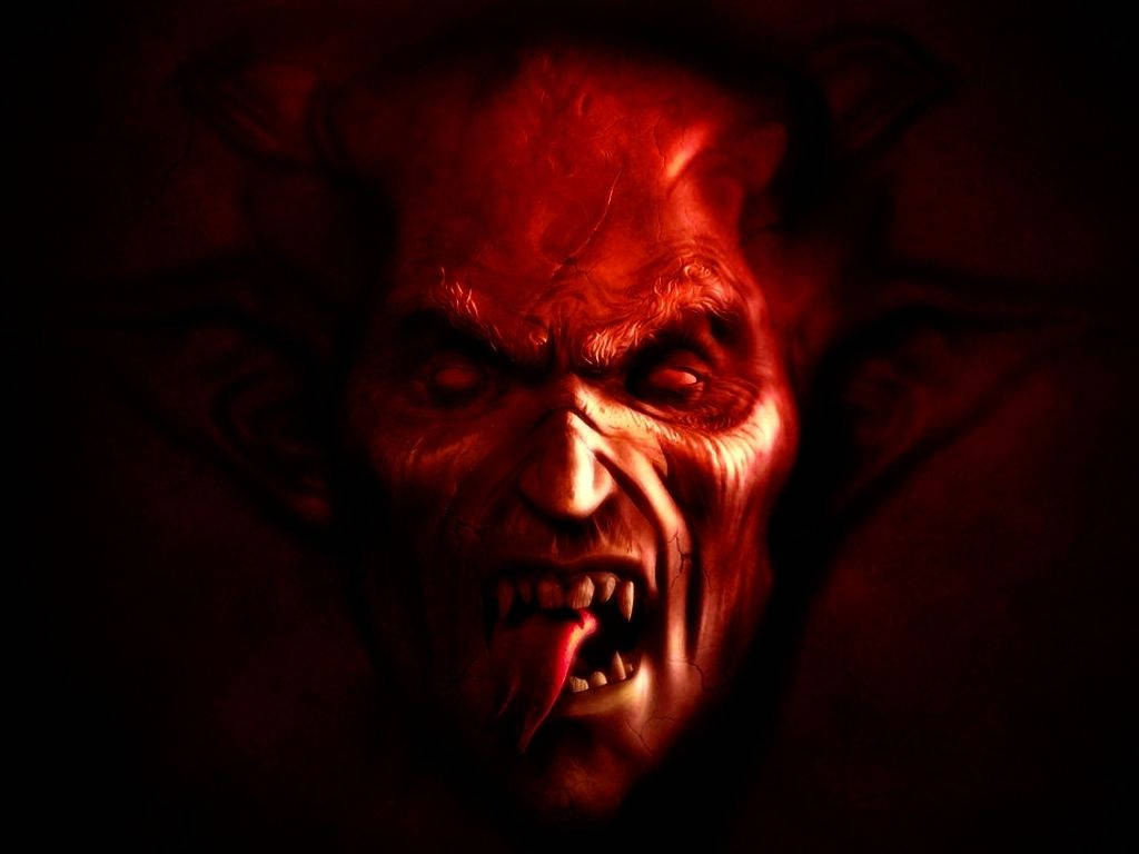 Red Demon Face Scary Background
