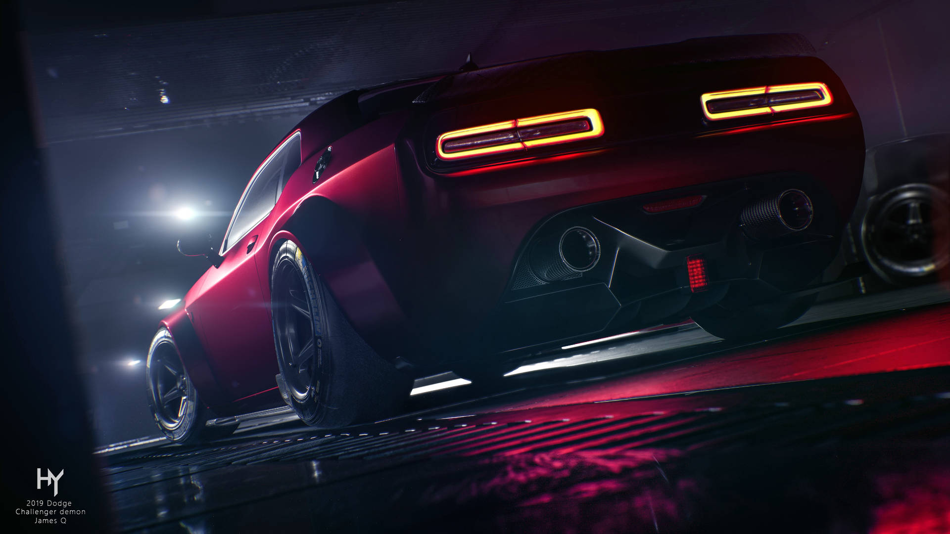 Red Dodge Challenger Demon 4k On A Street Background