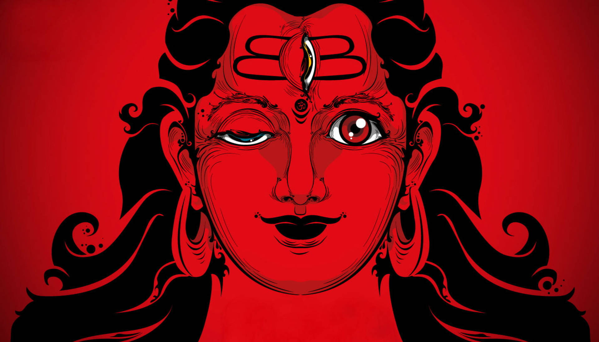 Red Drawing Of Lord Shiva 8k Background