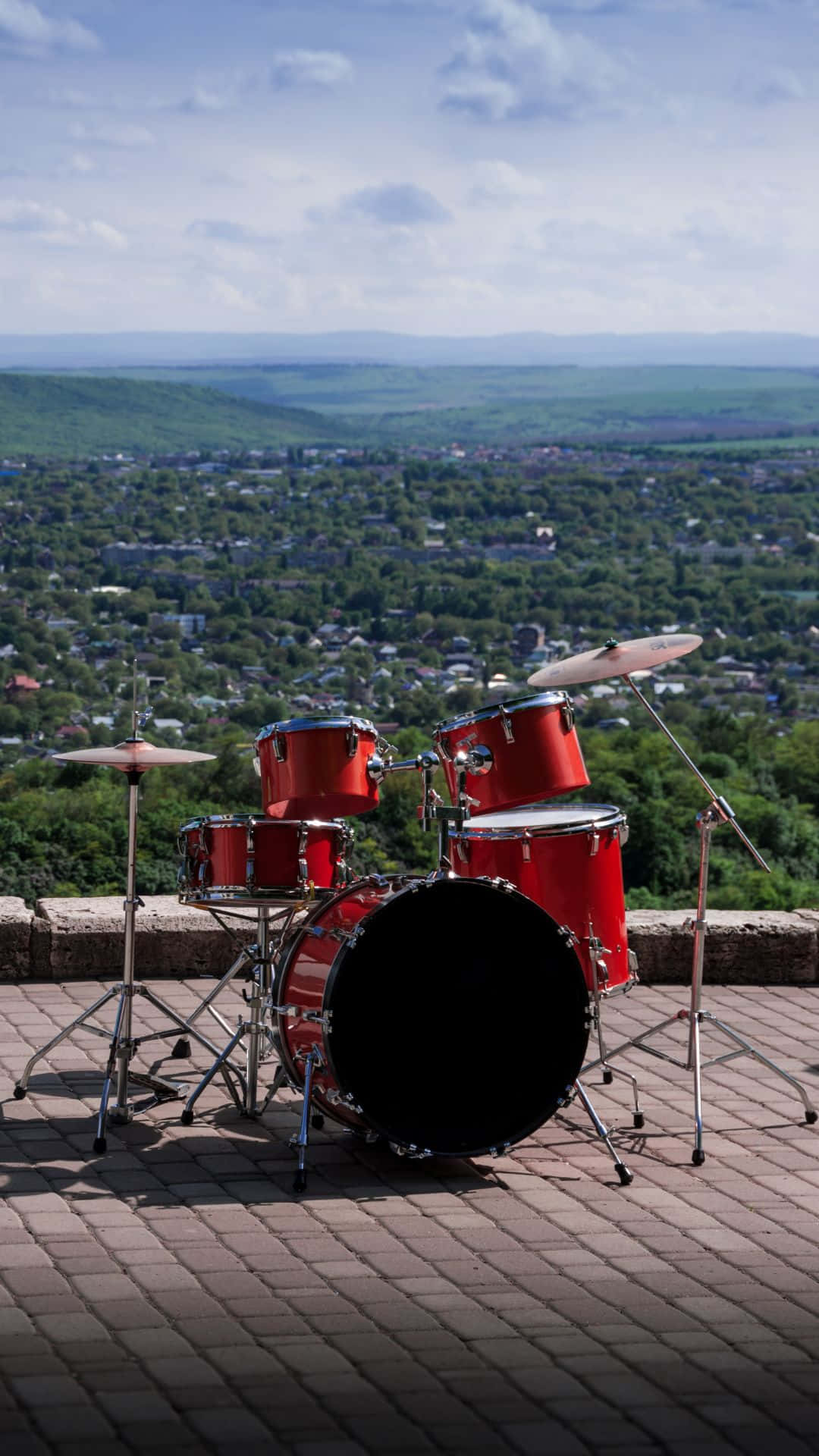 Red Drum Set Outdoor Scenic View