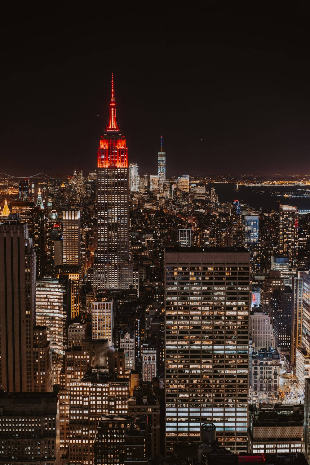 Red Empire State New York Night Iphone Background