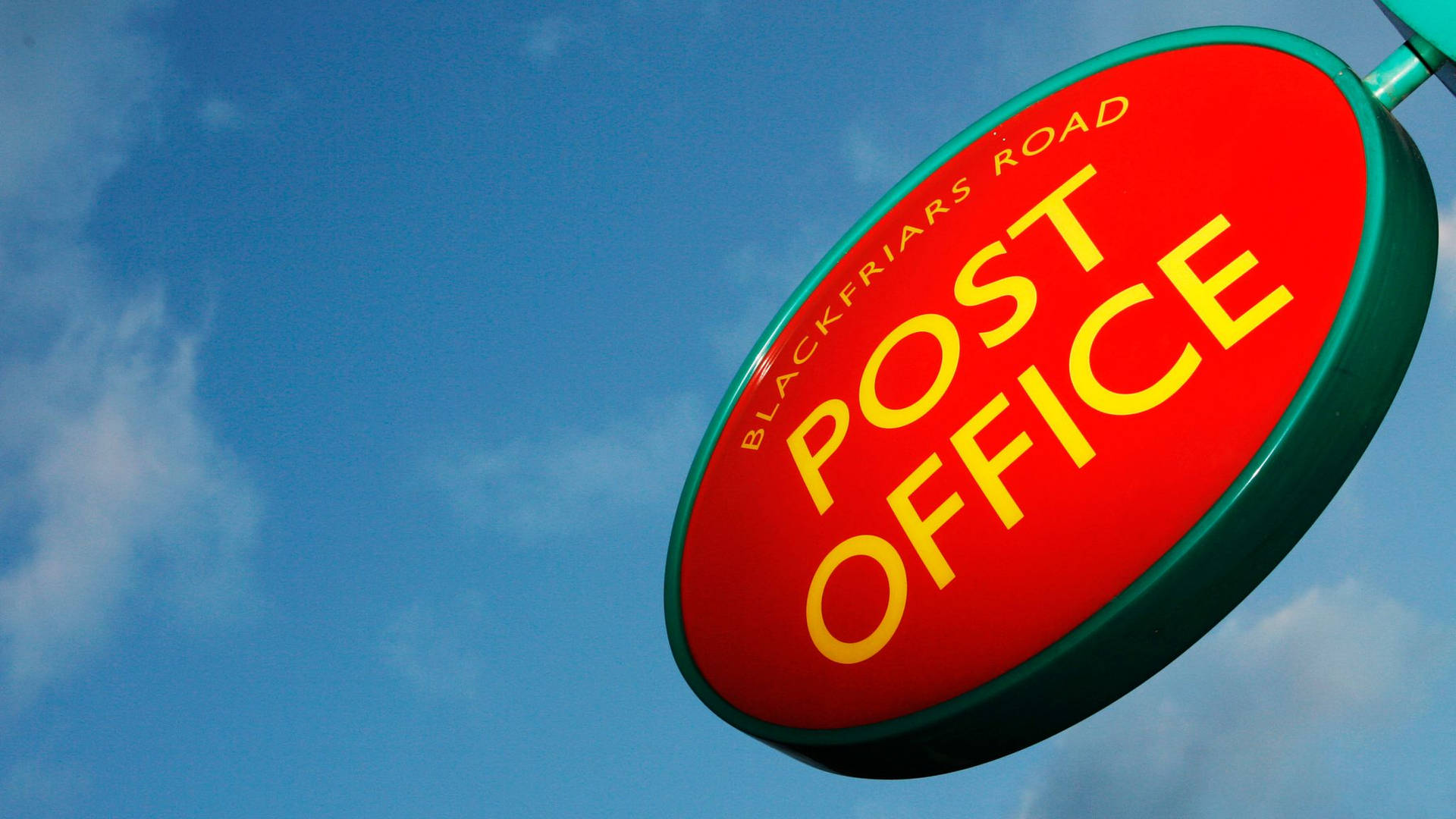 Red England Post Office Sign