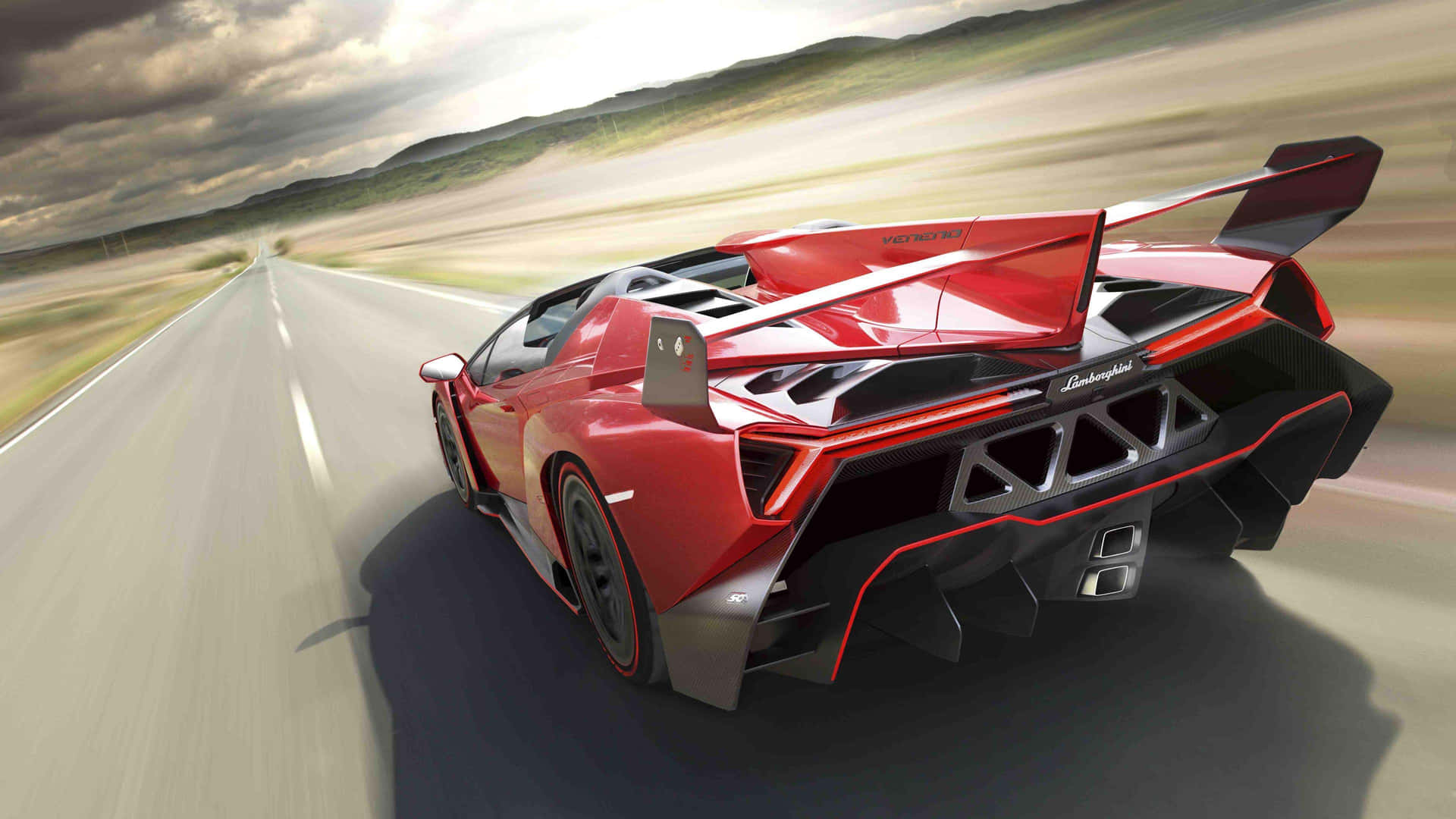 Red Expensive Lamborghini Driving Background