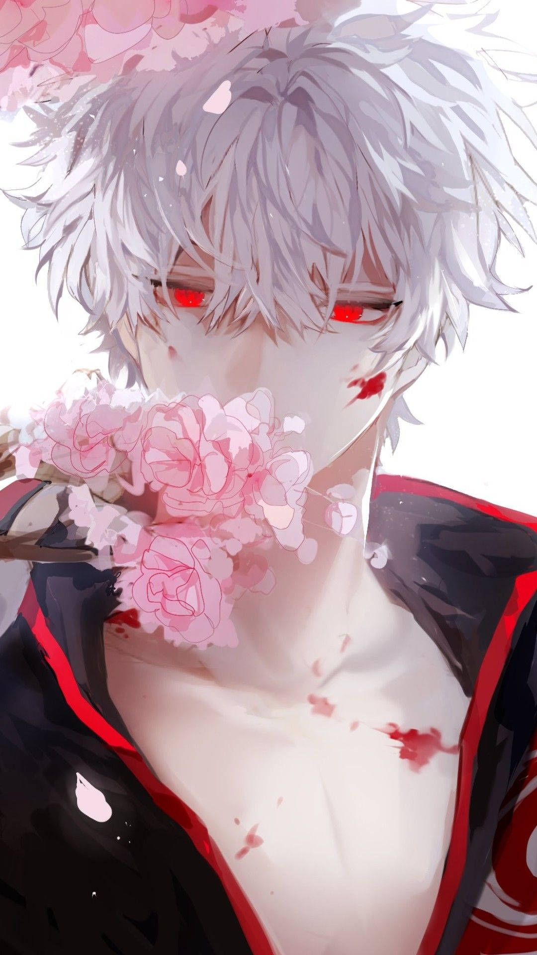 Red-eyed Aesthetic Anime Boy Background