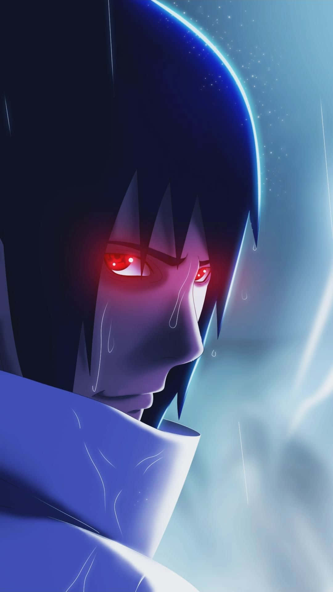 Red Eyed Anime Character In Blue Background