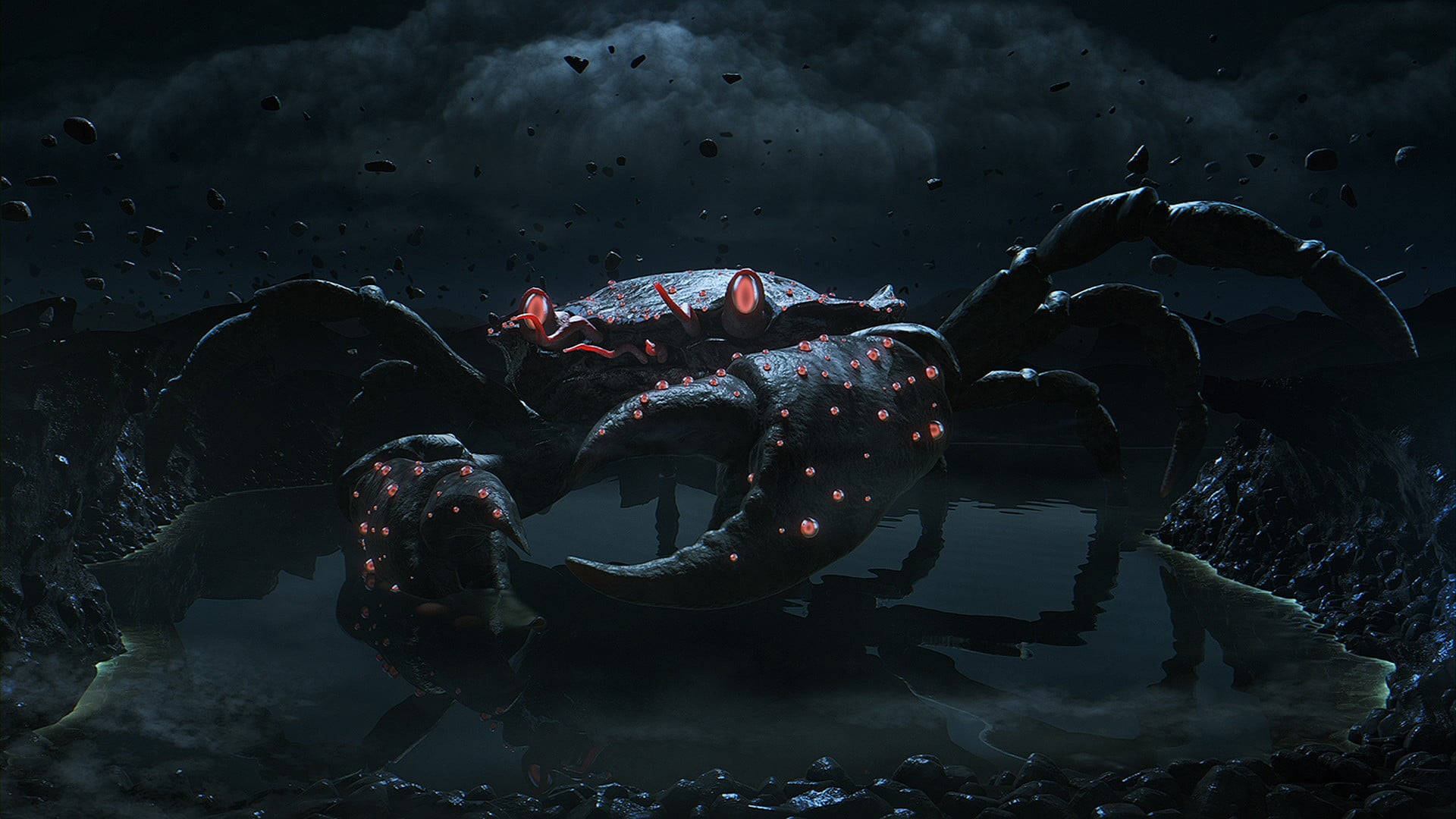Red-eyed Black Monster Crab Background