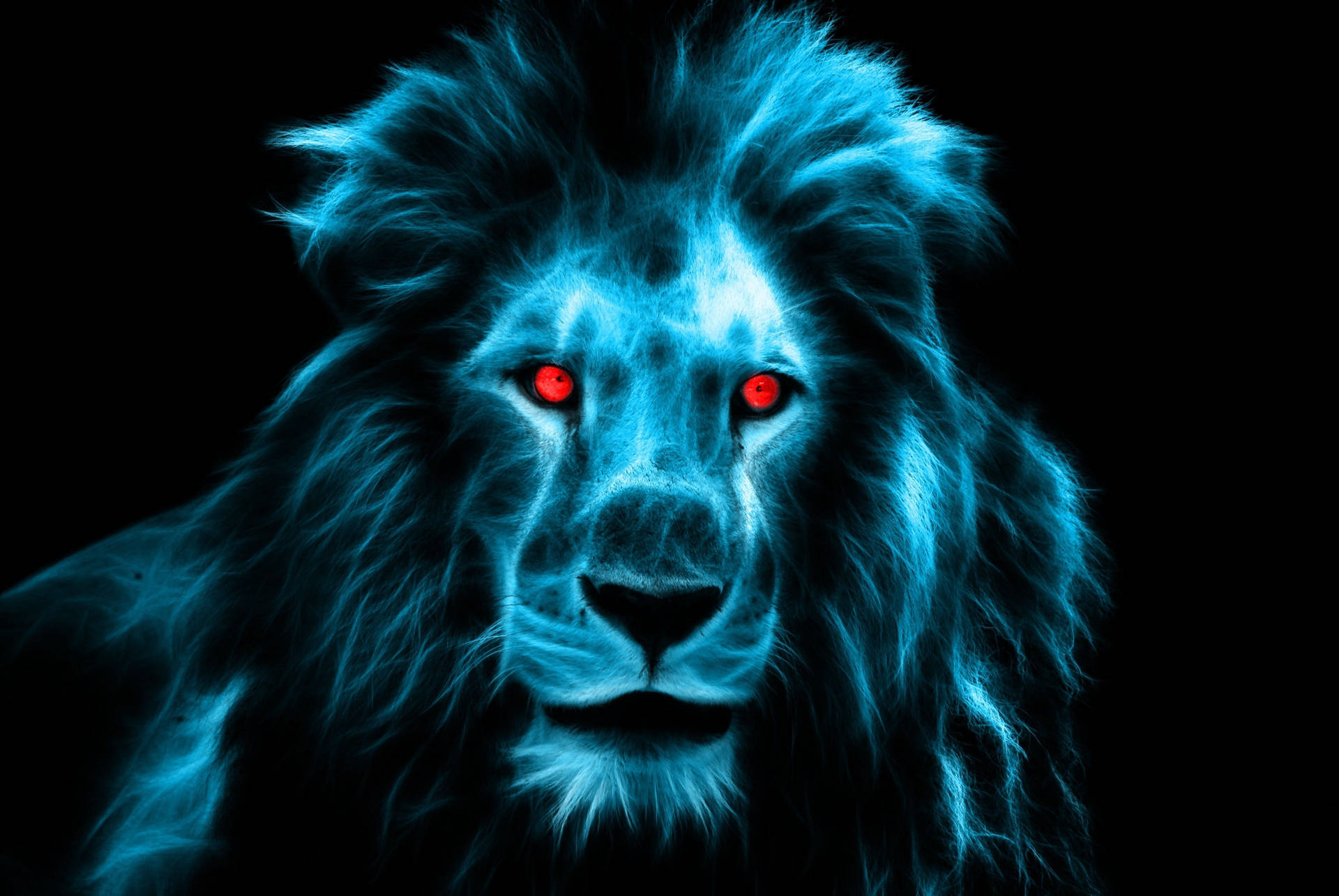 Red-eyed Blue Lion Head Background