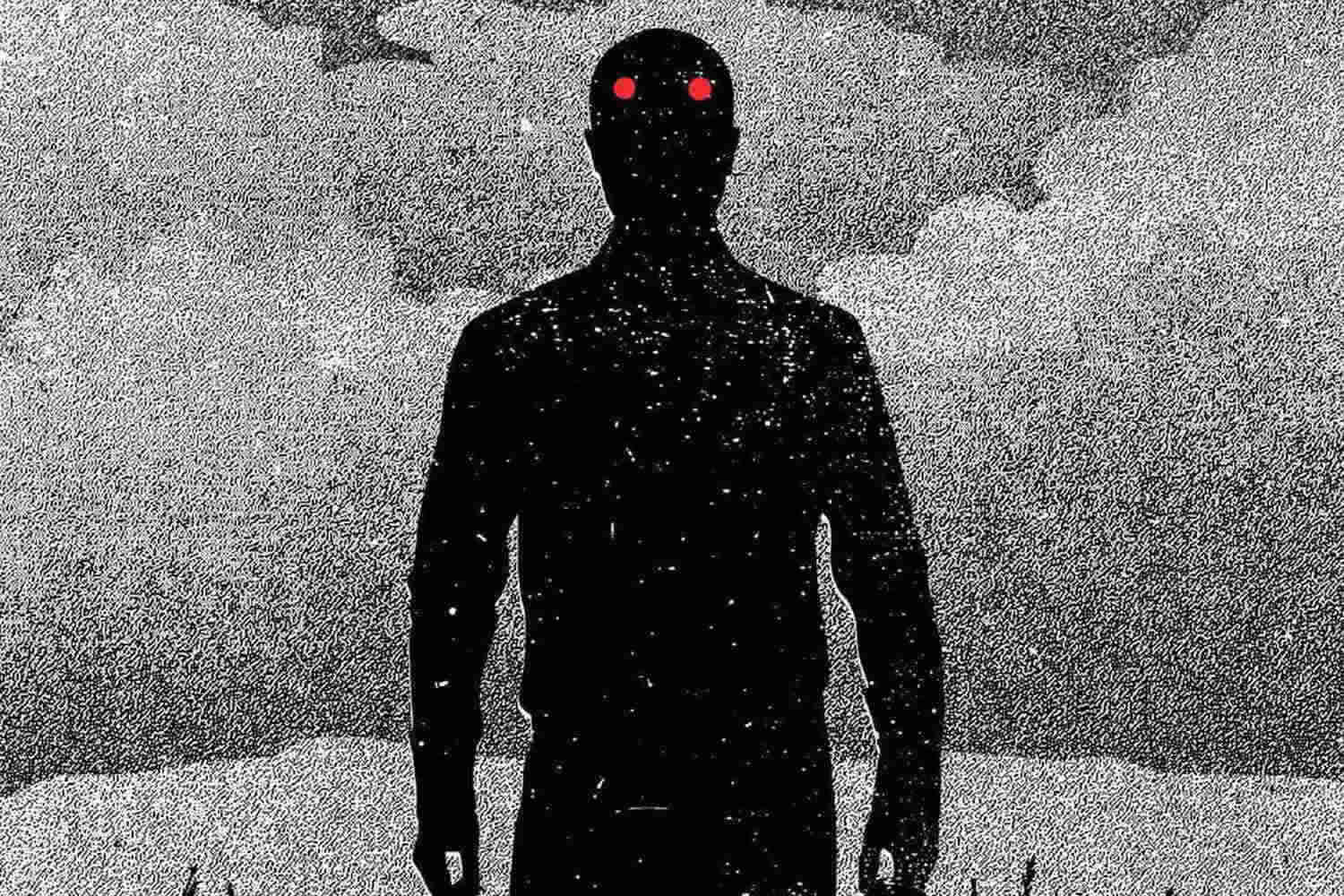 Red Eyed Silhouettein Grainy Monochrome Background