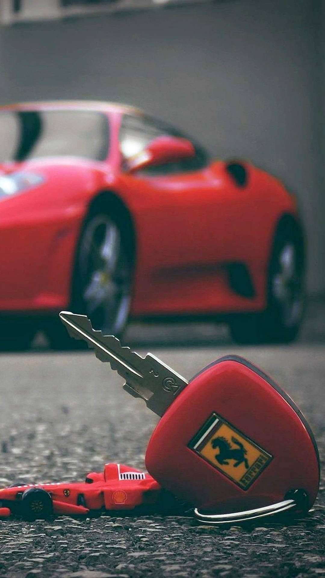 Red Ferrari Car And Key Background