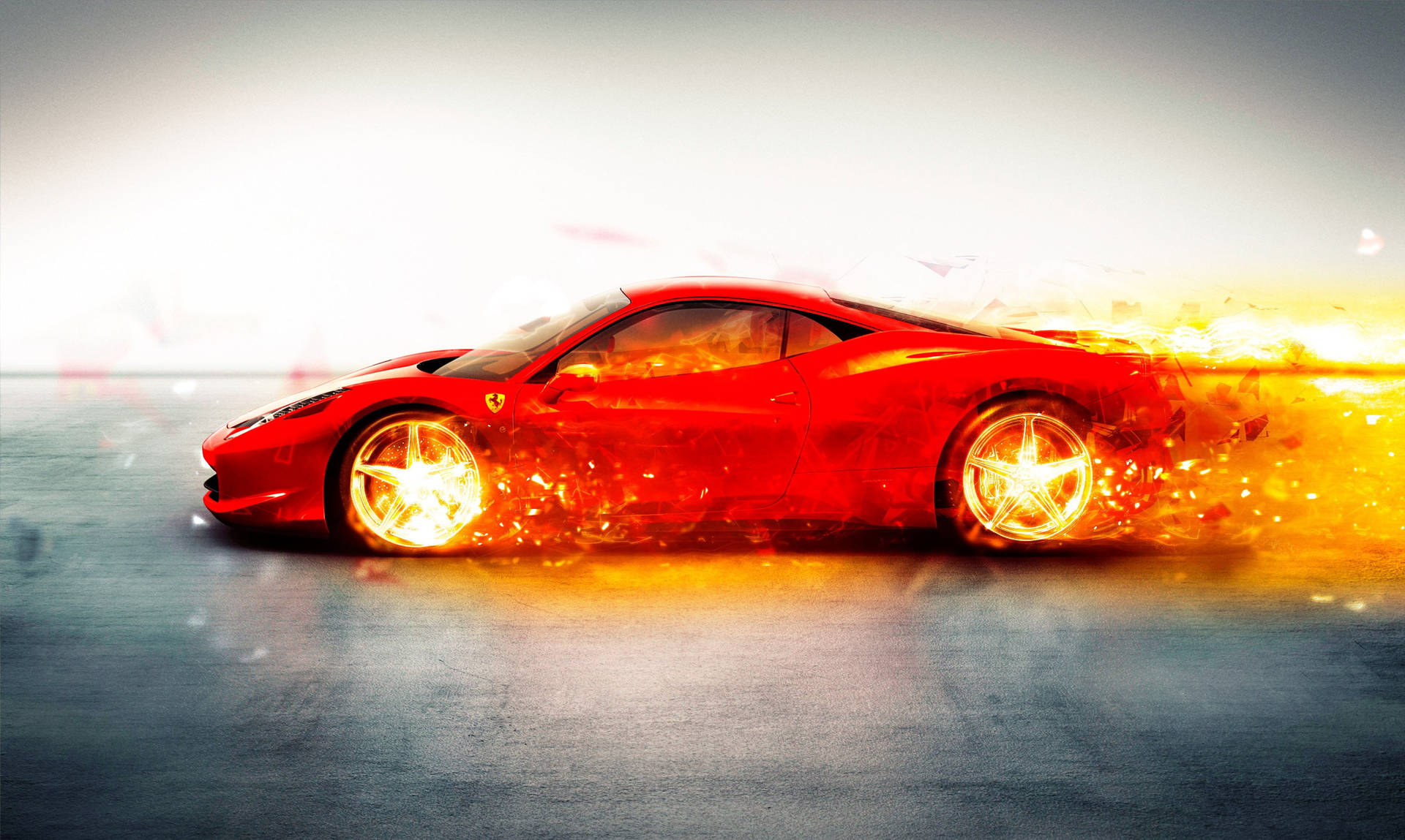 Red Fire Car Ferrari Background
