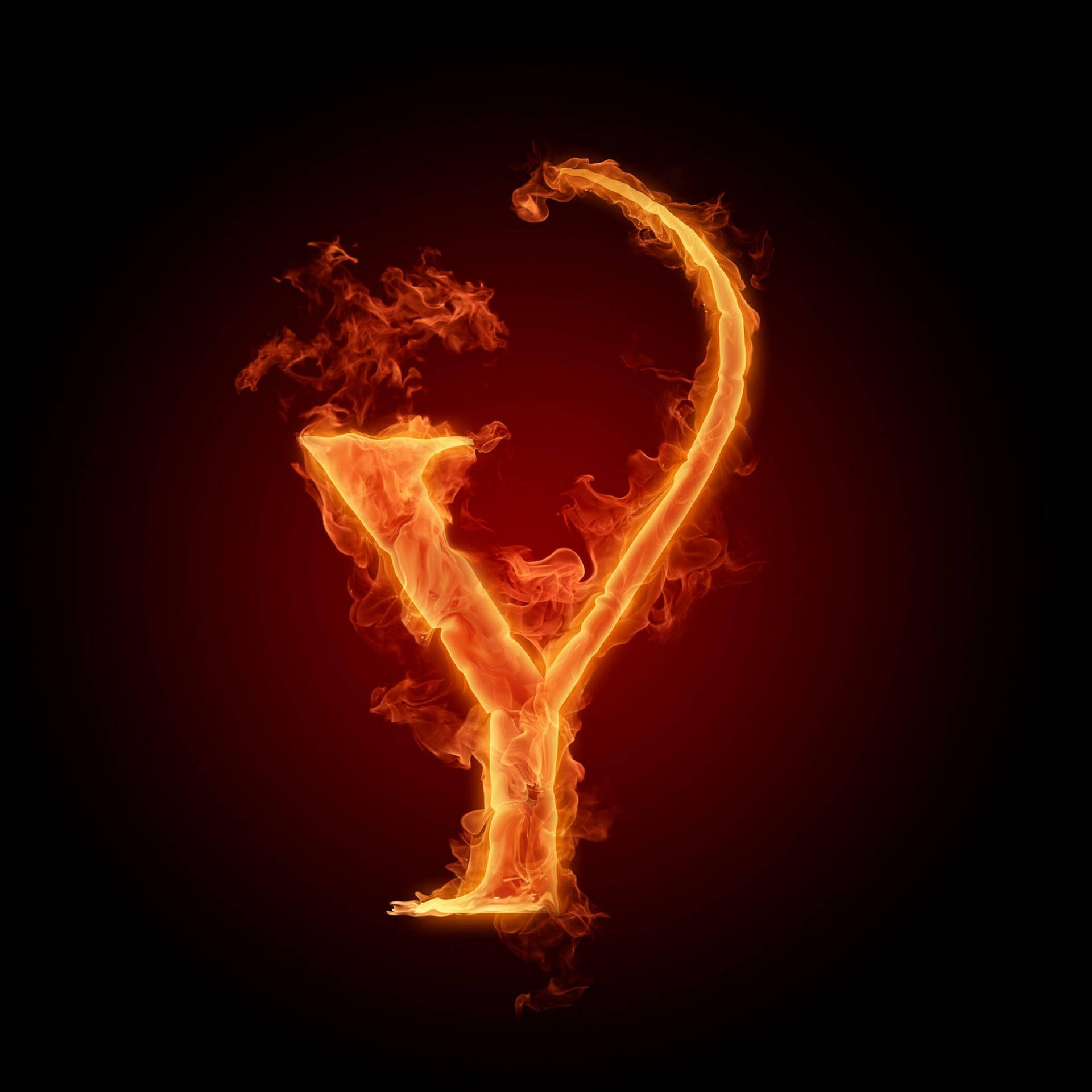 Red Fire Letter Y Background