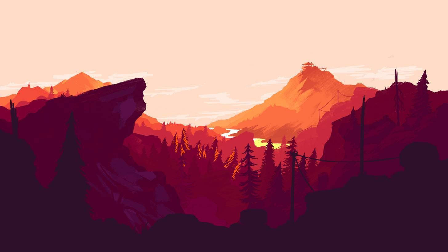 Red Firewatch Rock Cliff Background