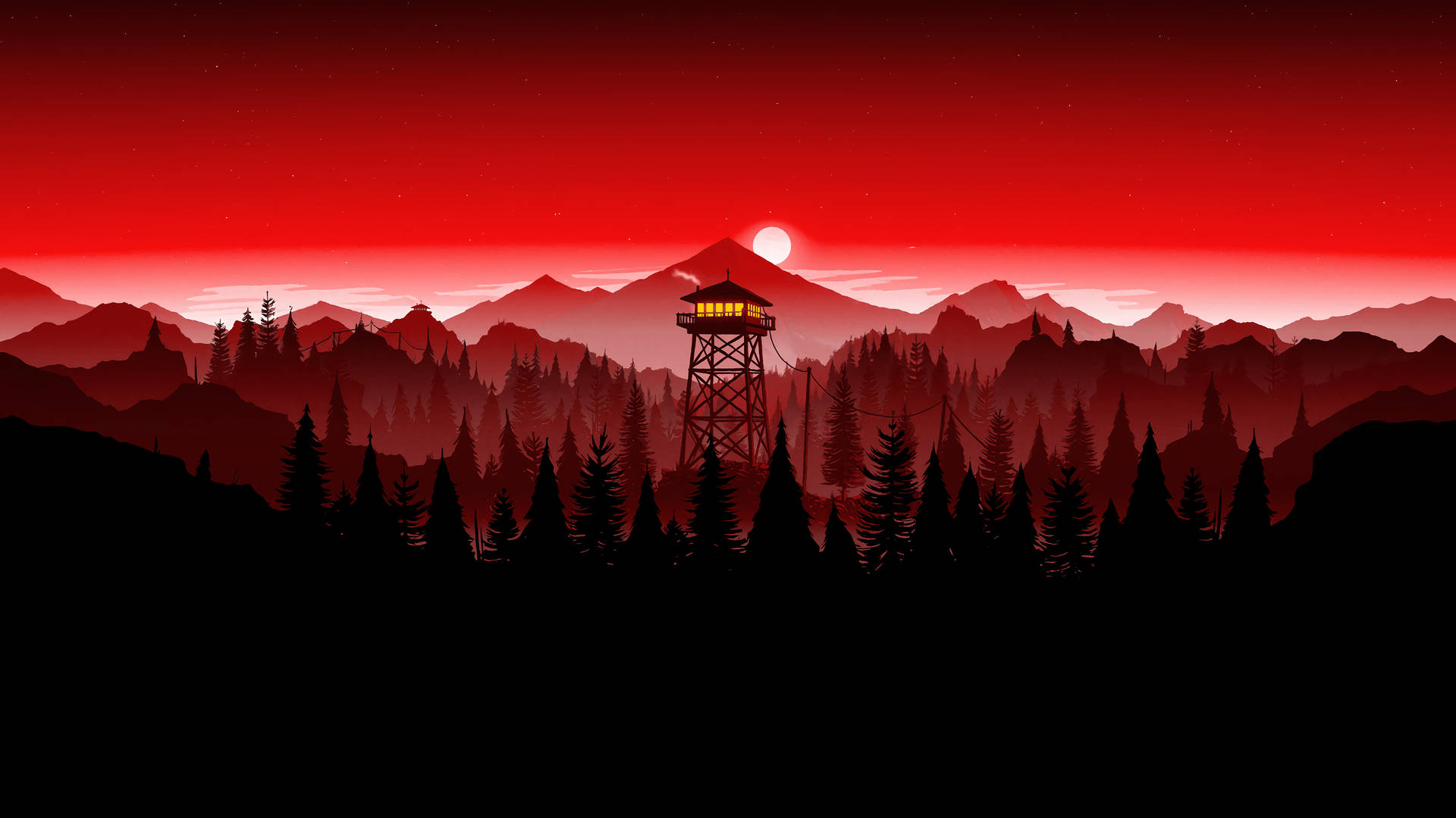 Red Firewatch Tower Background