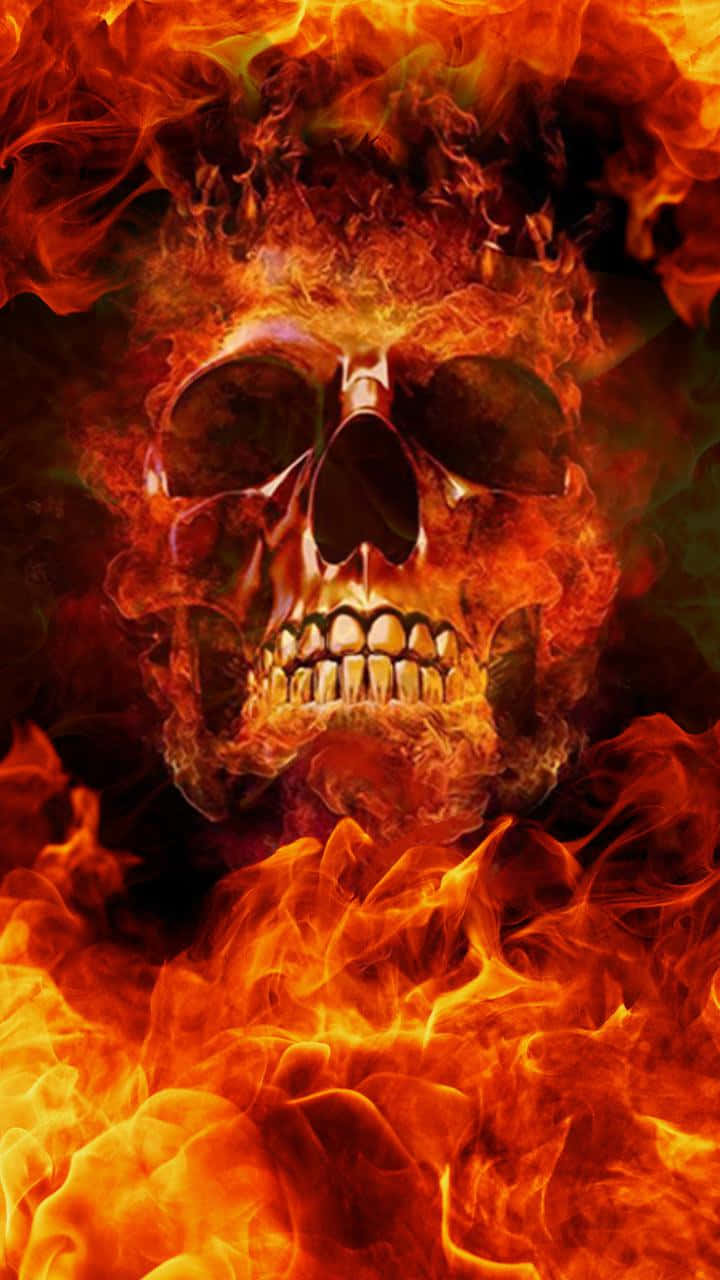 Red Flame Skull - A Menacingly Beautiful Sight Background