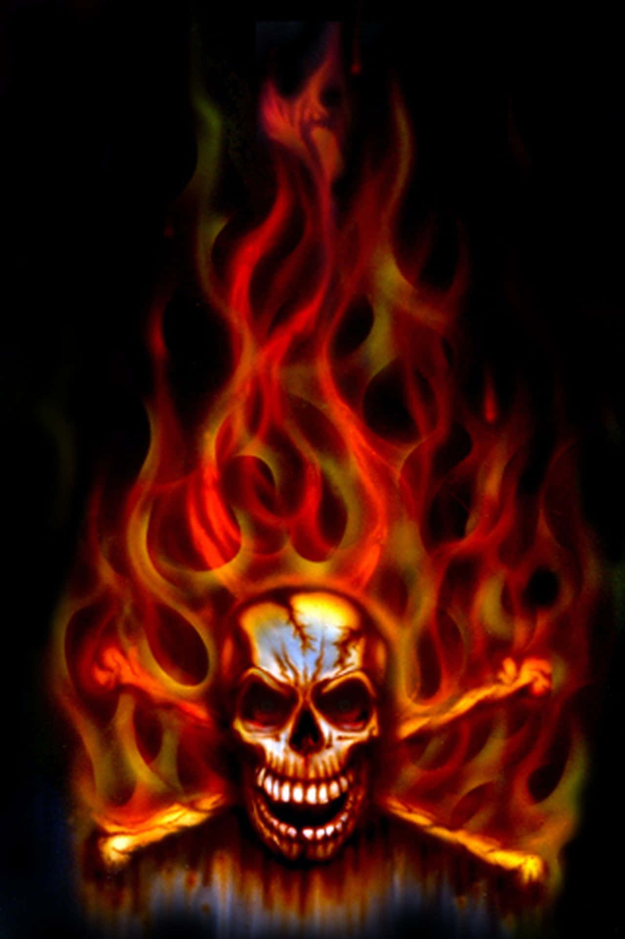 Red Flame Skull Background