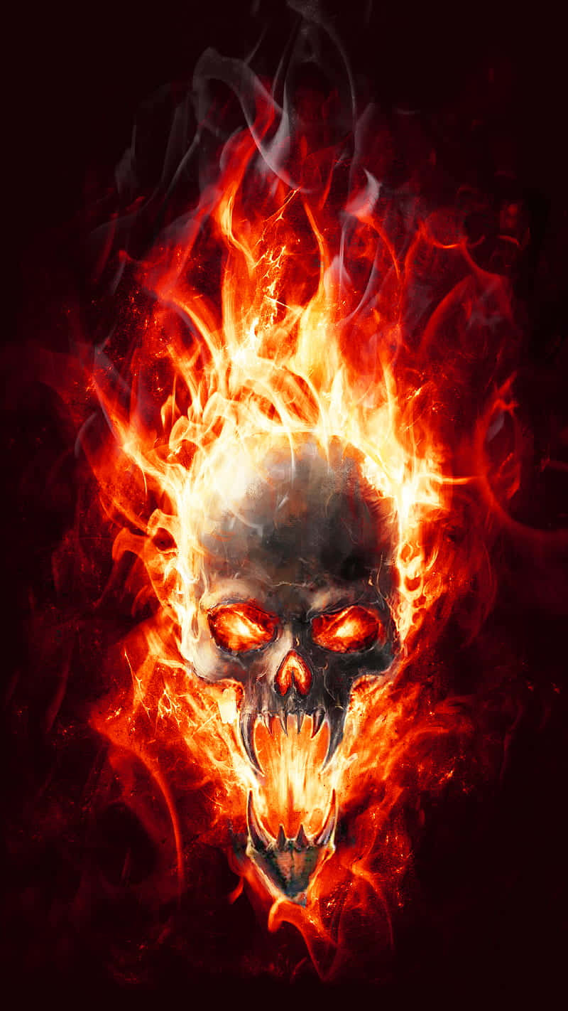 Red Flame Skull – The Power Of Fire Background
