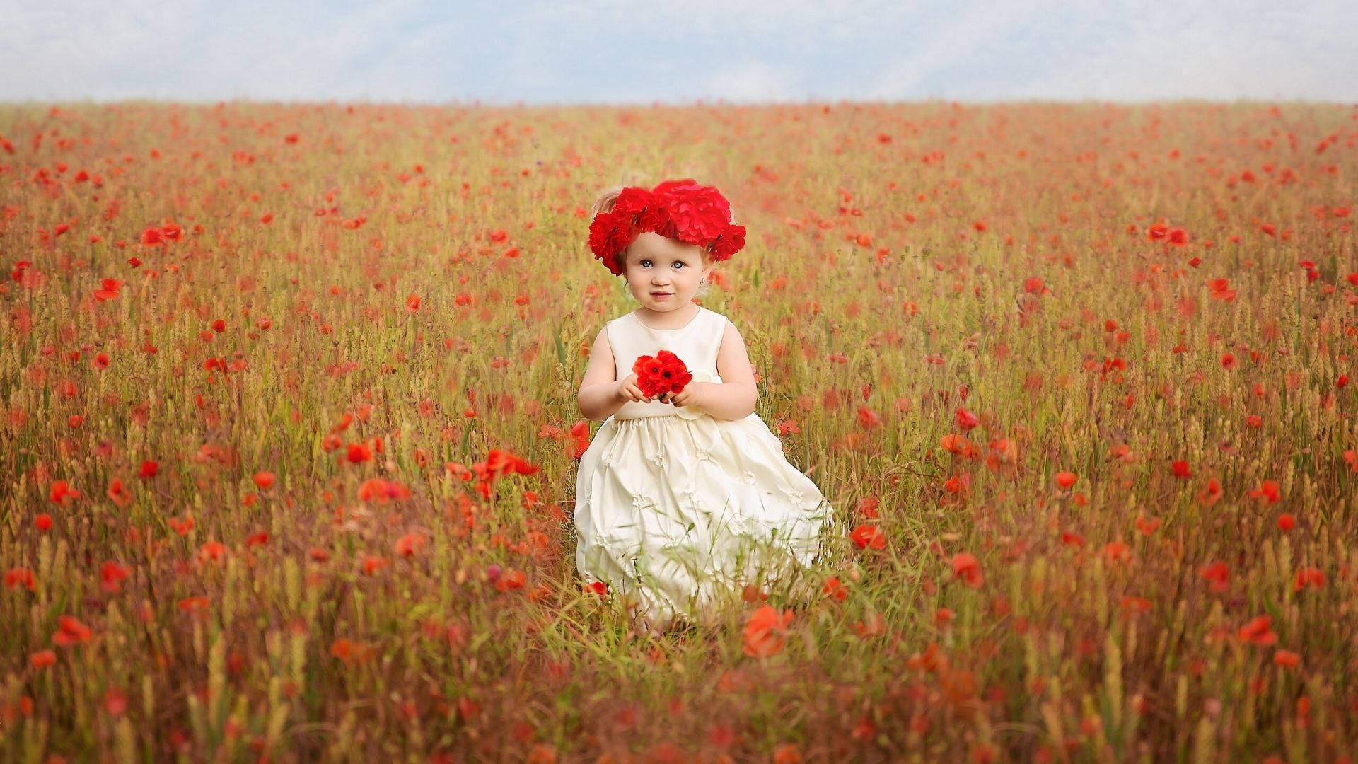 Red Flower Cute Baby Girl Background