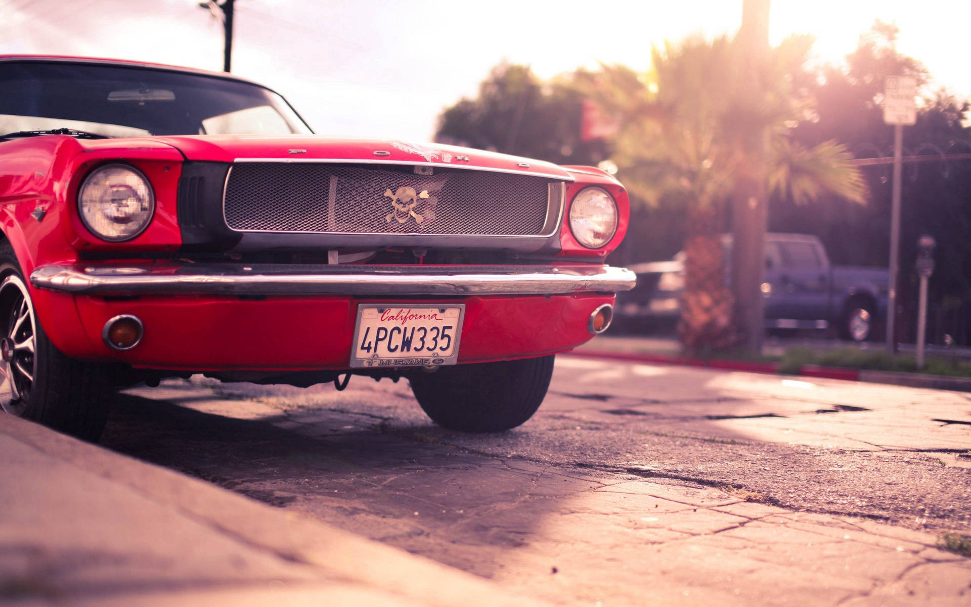 Red Ford Mustang Bumper Background