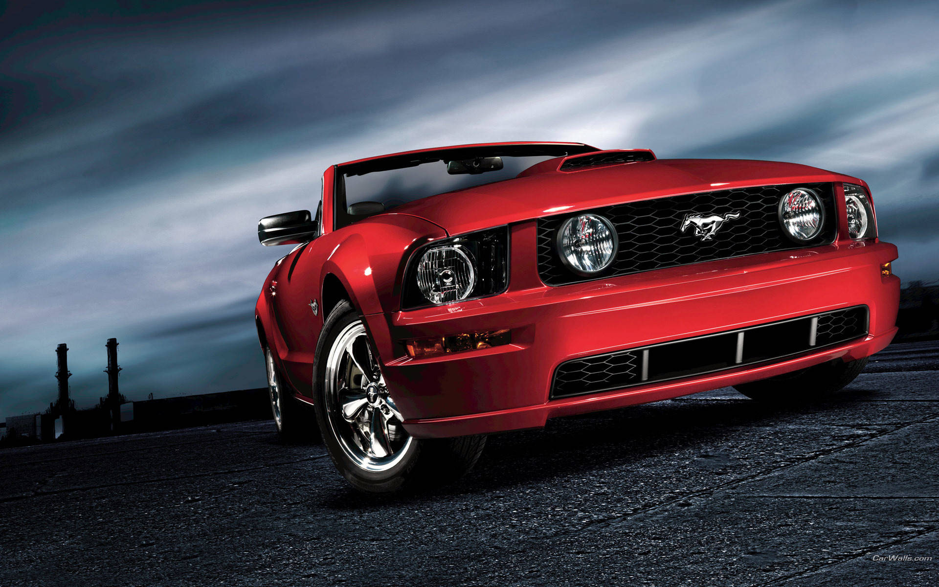 Red Ford Mustang Hd Dark Sky Background