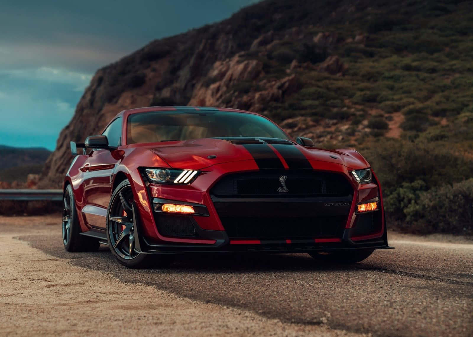 Red Ford Mustang Shelby G T500 On Road