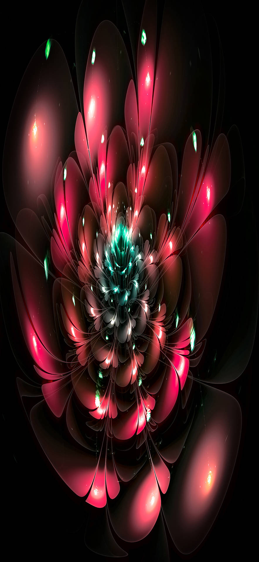 Red Fractal Flower Full Hd Phone Background