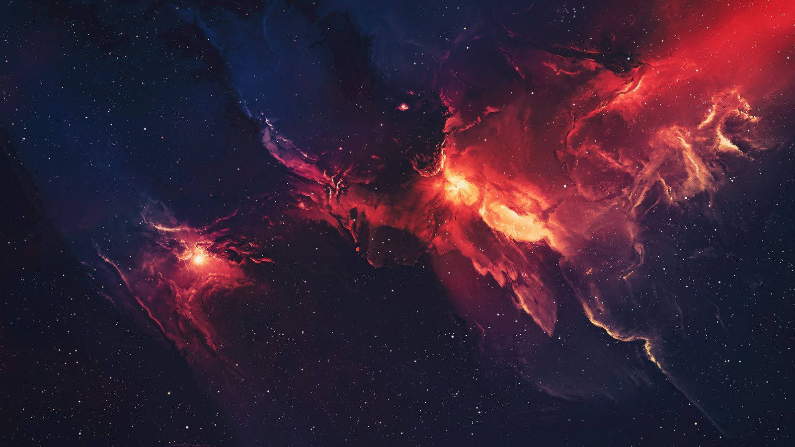 Red Galaxy Flares Background