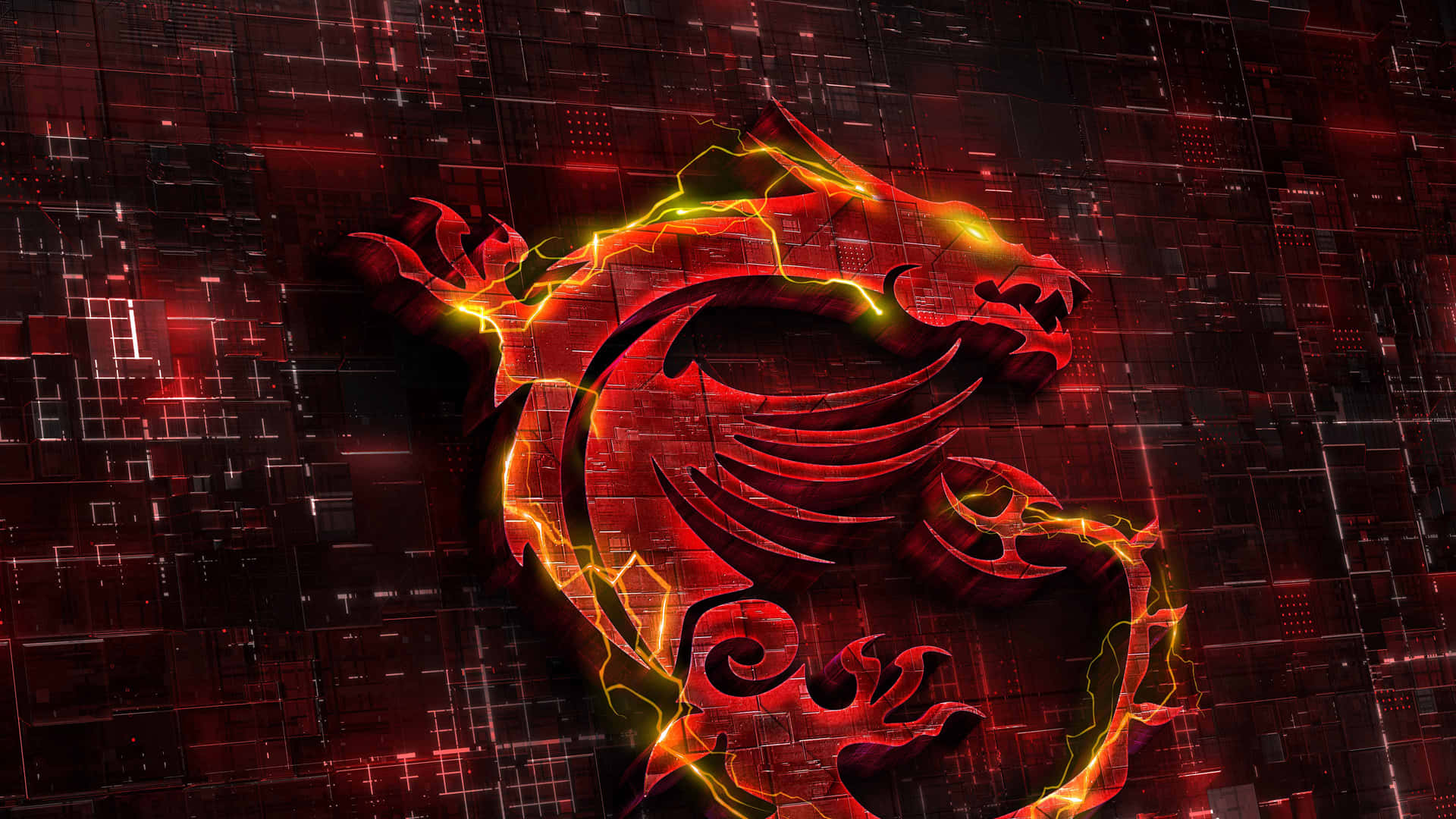 Red Gaming Dragon On Motherboard Background