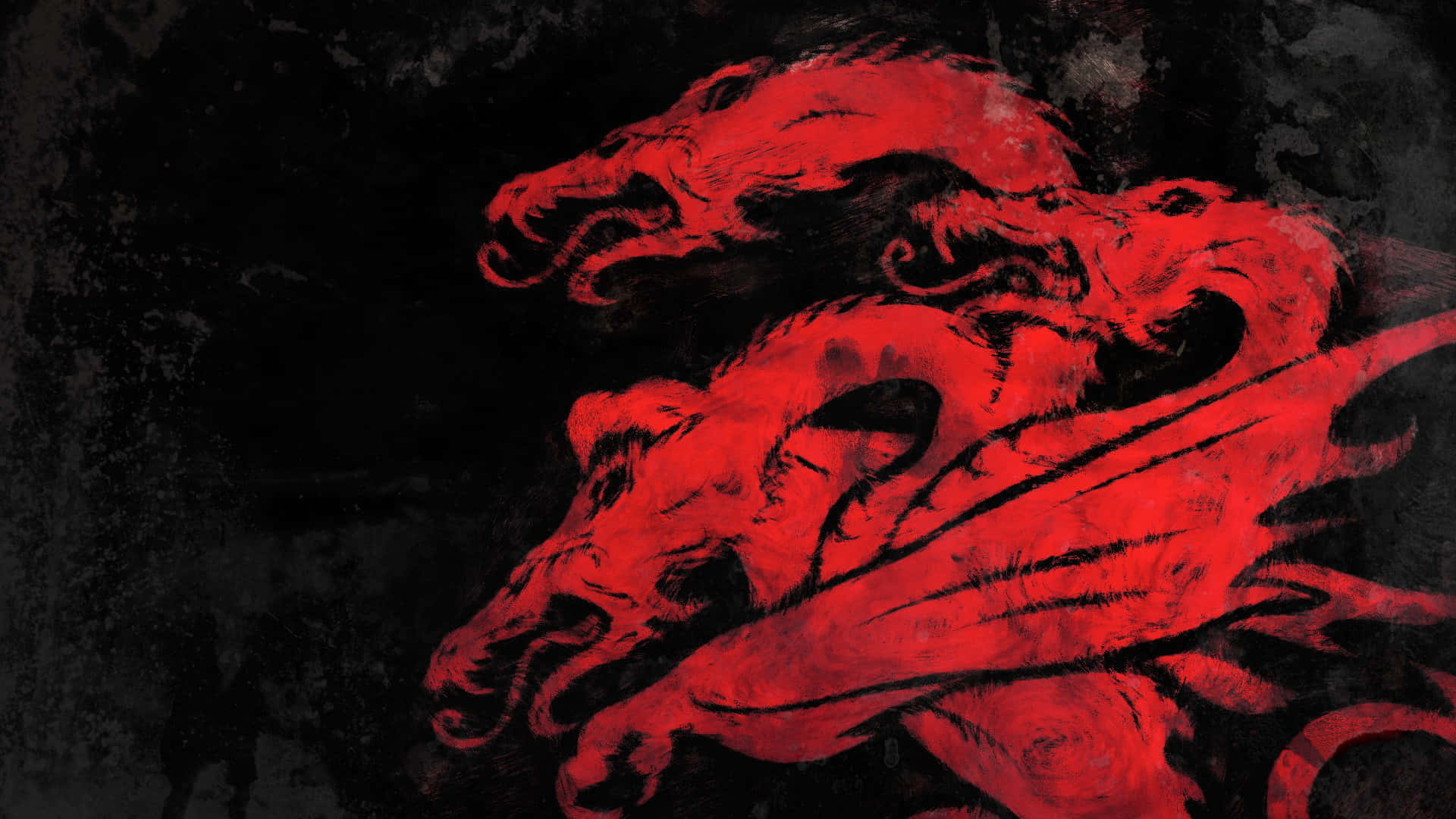 Red Gaming Three-headed Dragon Background