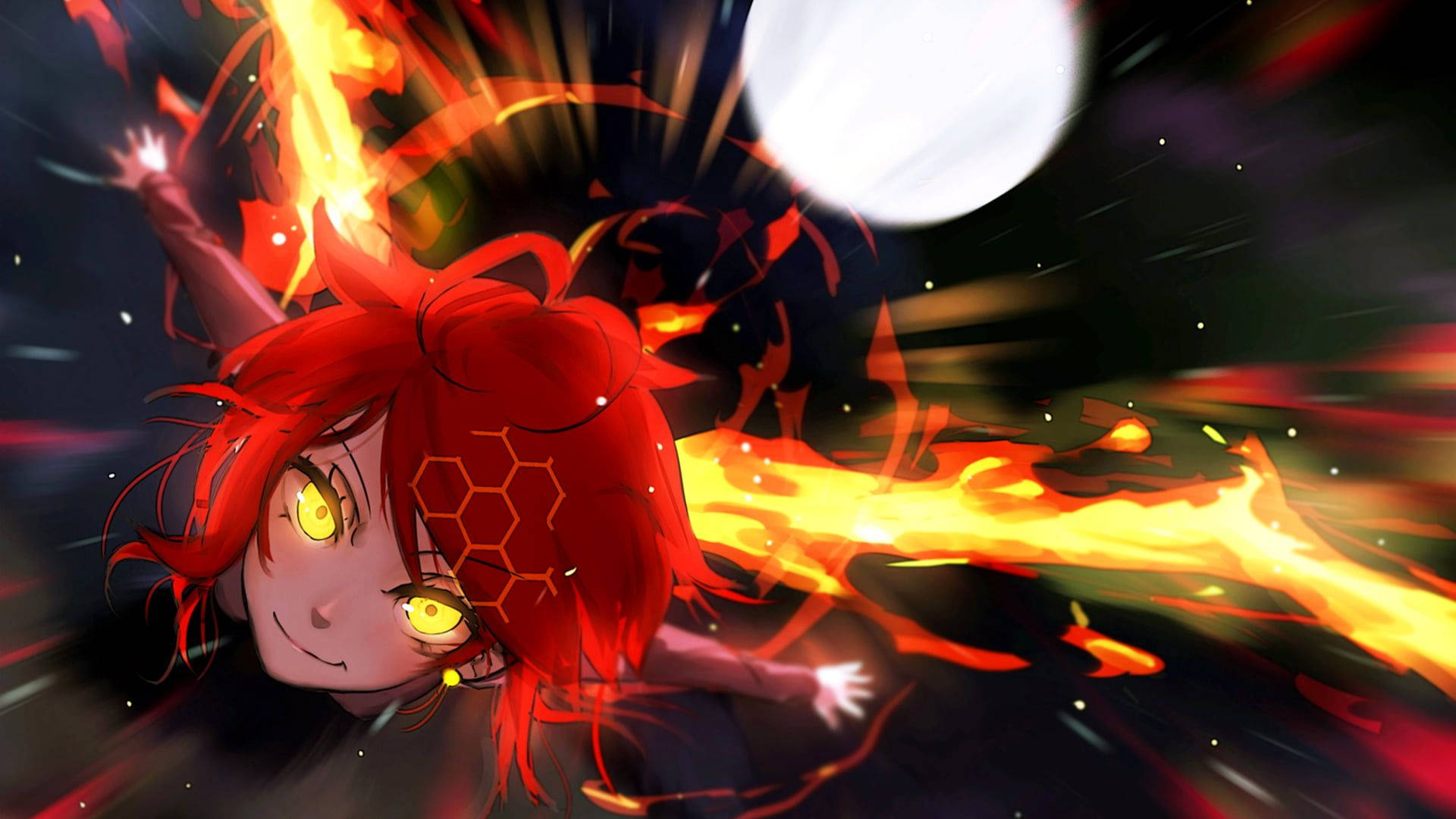 Red Girl Fire Anime Background