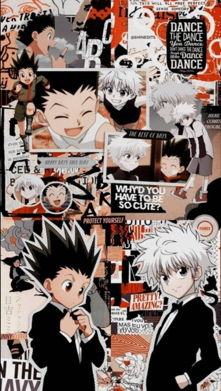 Red Gon And Killua Collage Background