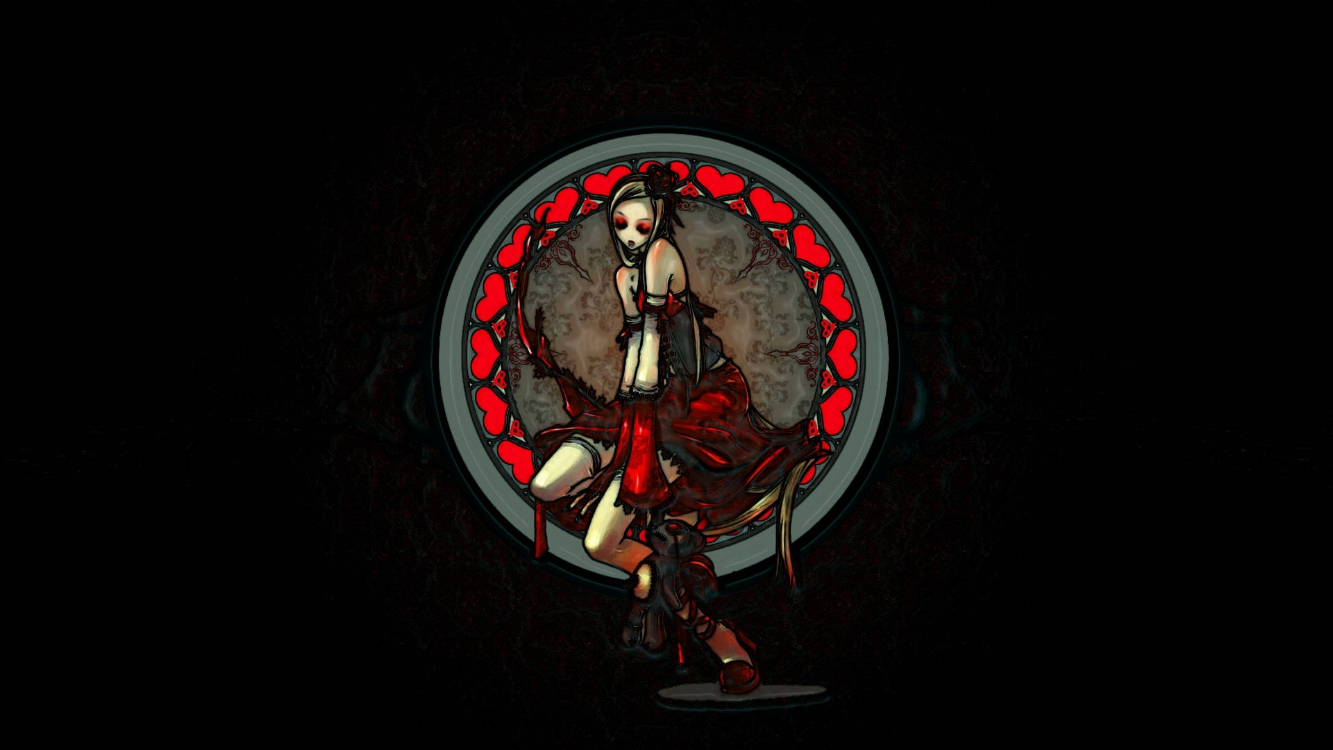 Red Goth Girl Digital Art Background