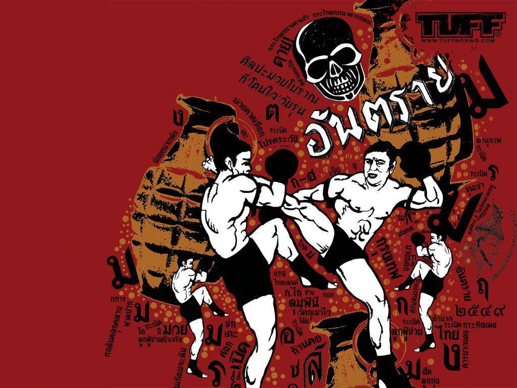 Red Grafitti Muay Thai Background