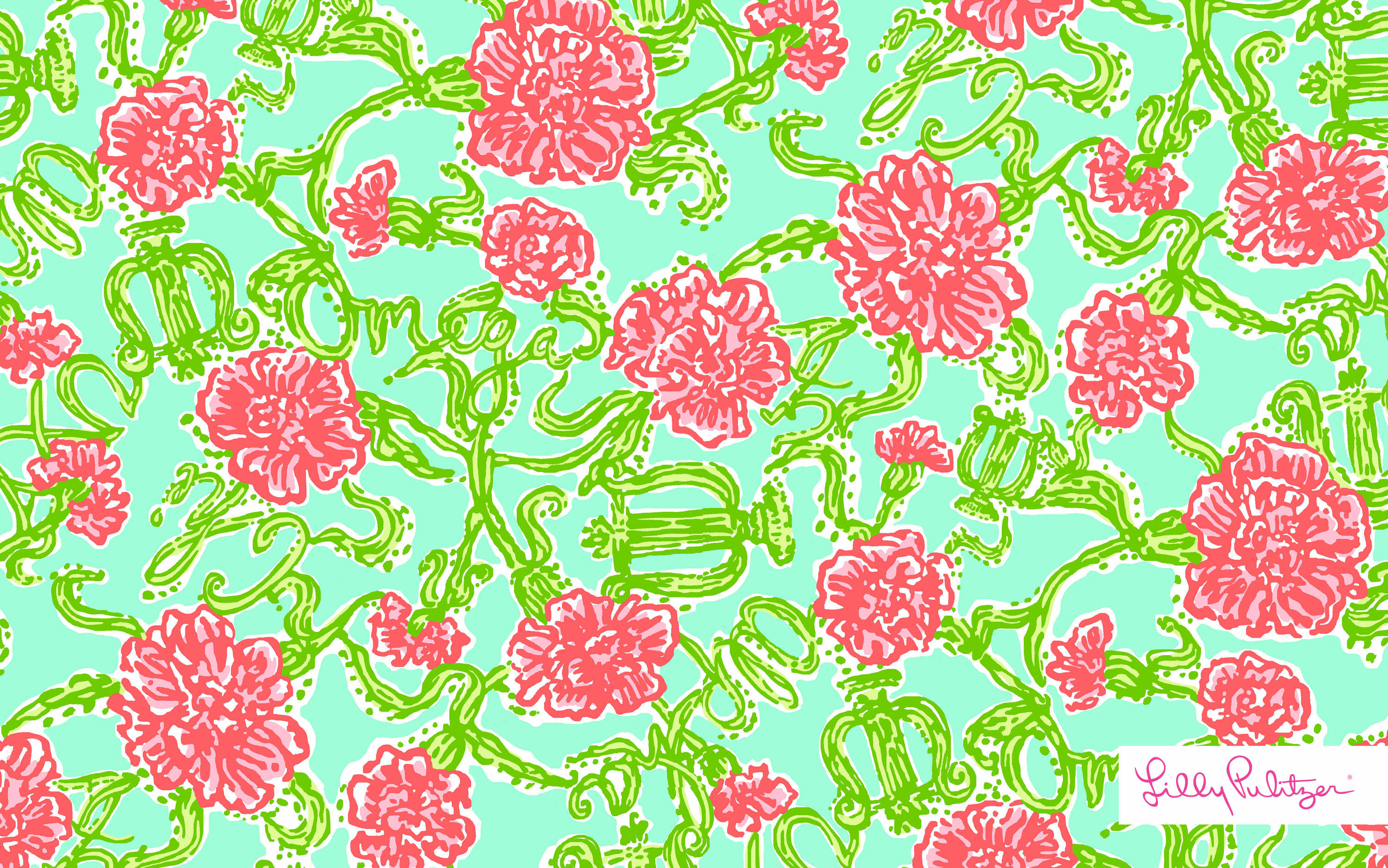 Red Green Floral Lilly Pulitzer Desktop Background