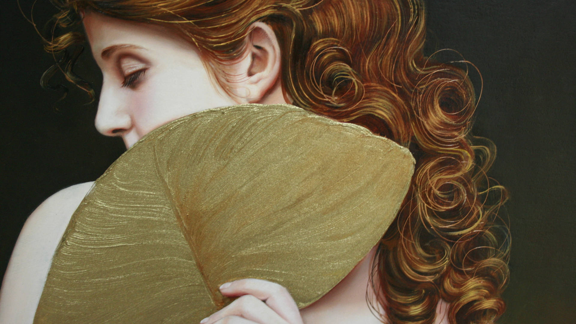 Red Hair Woman Painting By Christiane Vleugels Background
