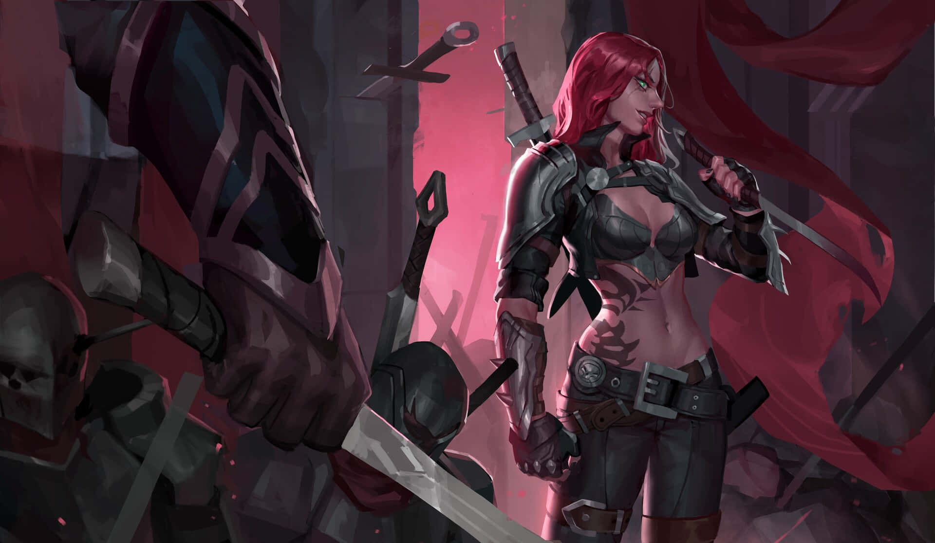 Red Haired Warrior Fantasy Art Background