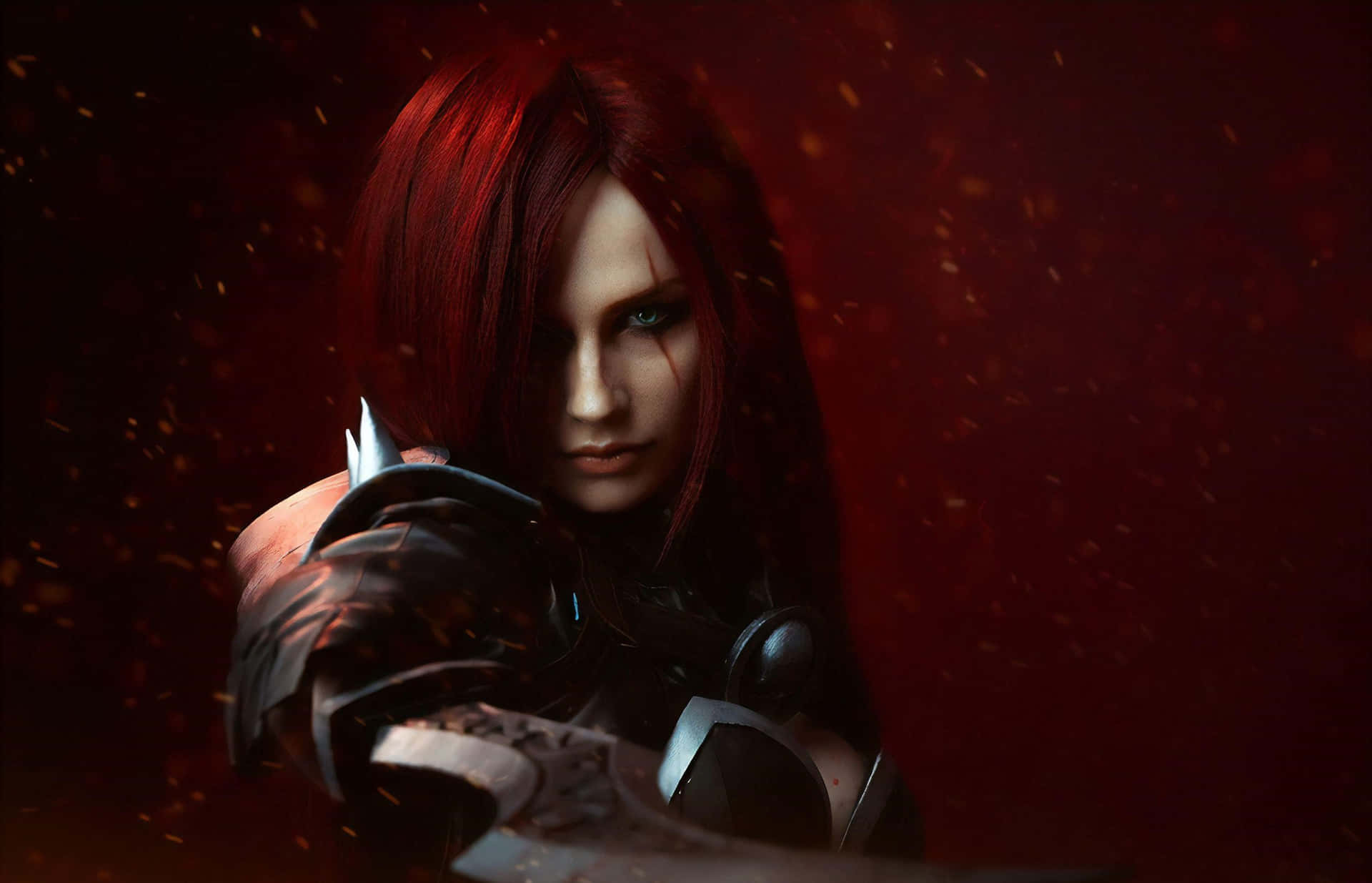 Red Haired Warrior Katarina Fantasy Artwork Background