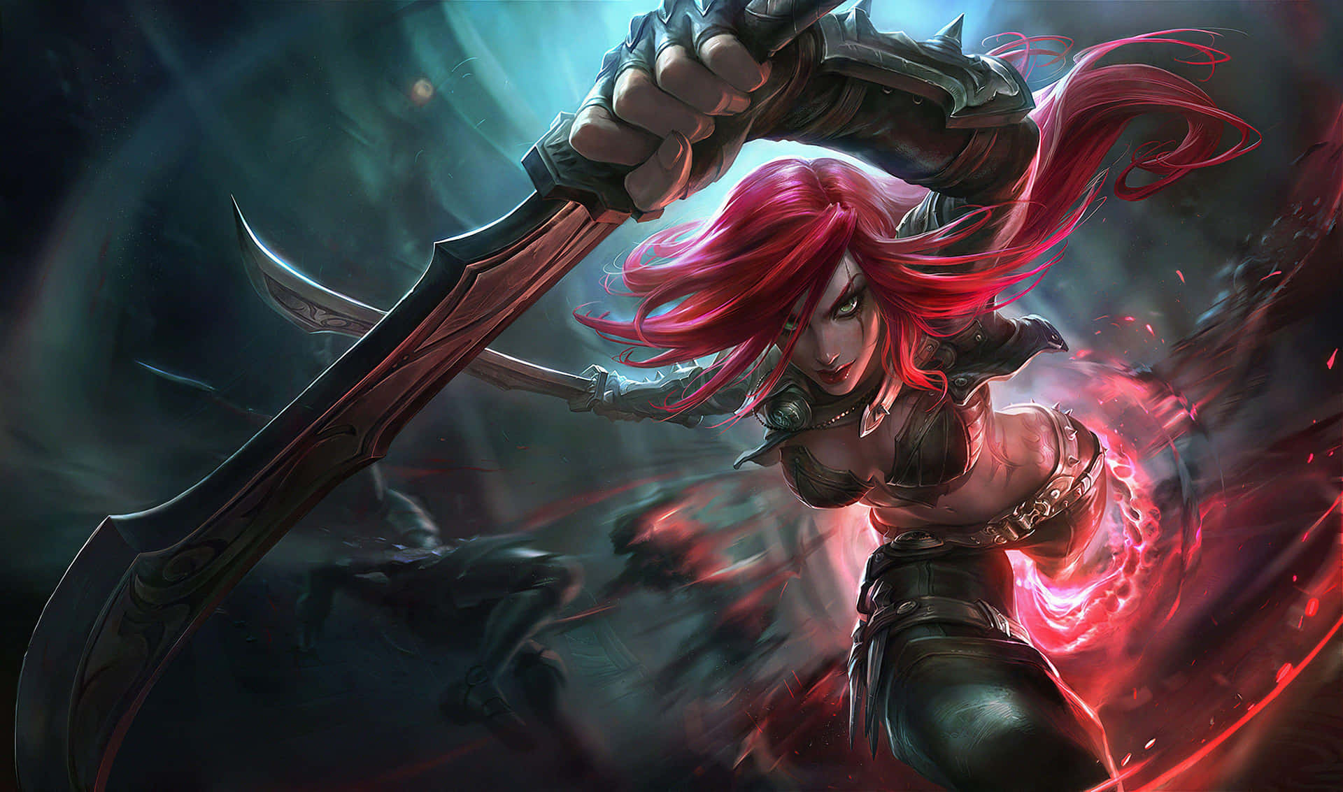 Red Haired Warriorin Action Background